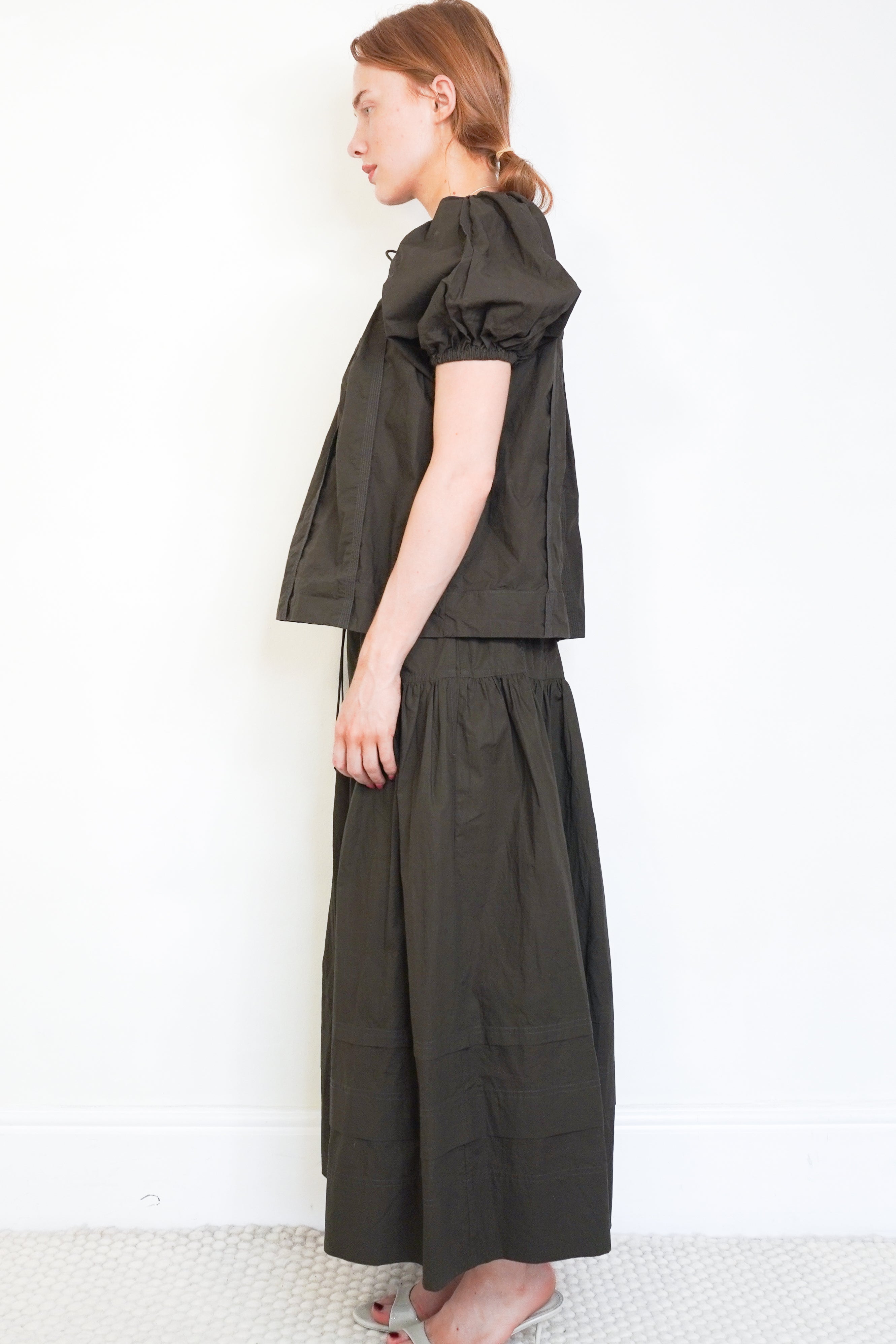 Ulla Johnson Brown Cotton Blouse & Skirt Set side photo chelsea london