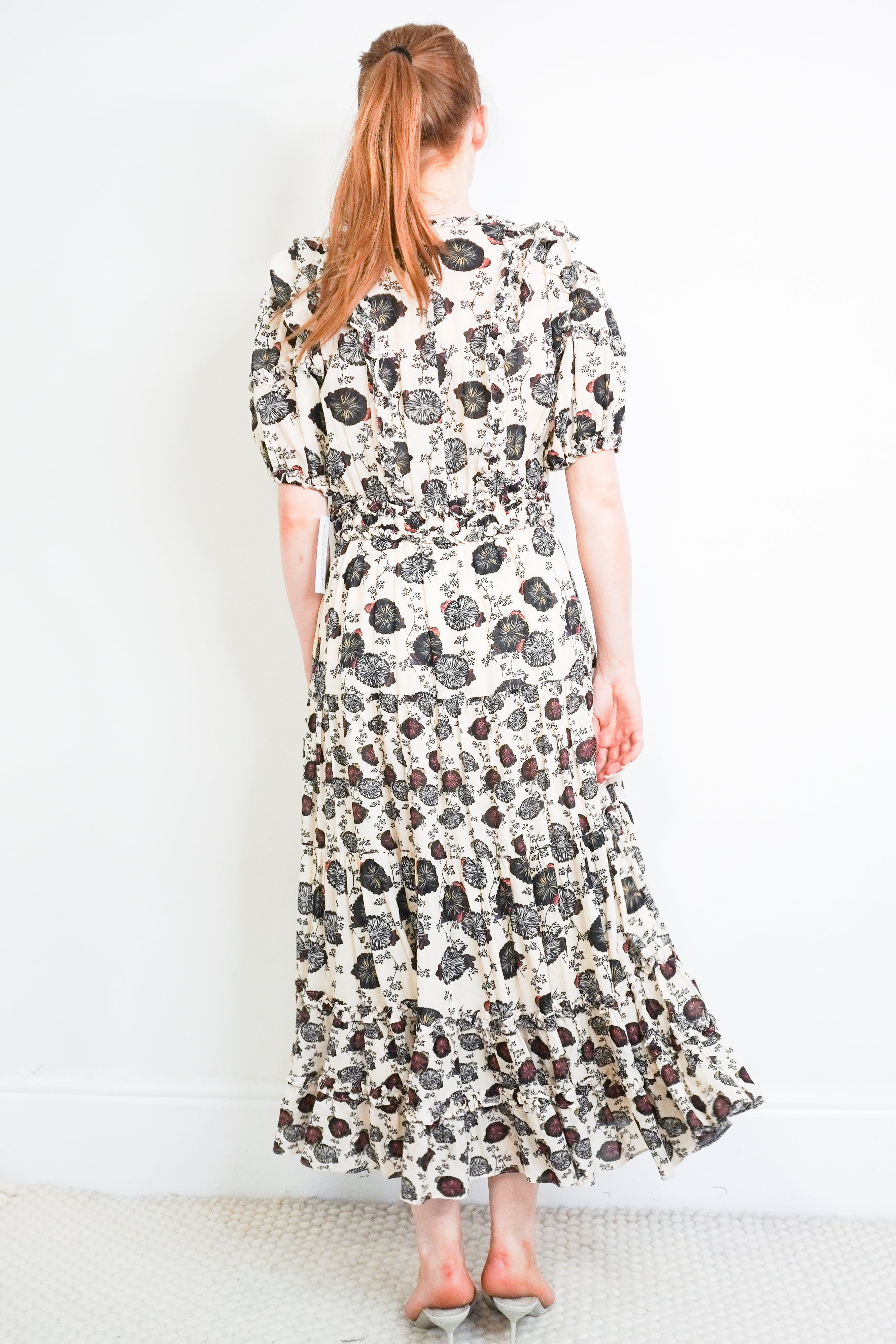 Ulla Johnson Cream Floral Ruffle Dress back photo chelsea london
