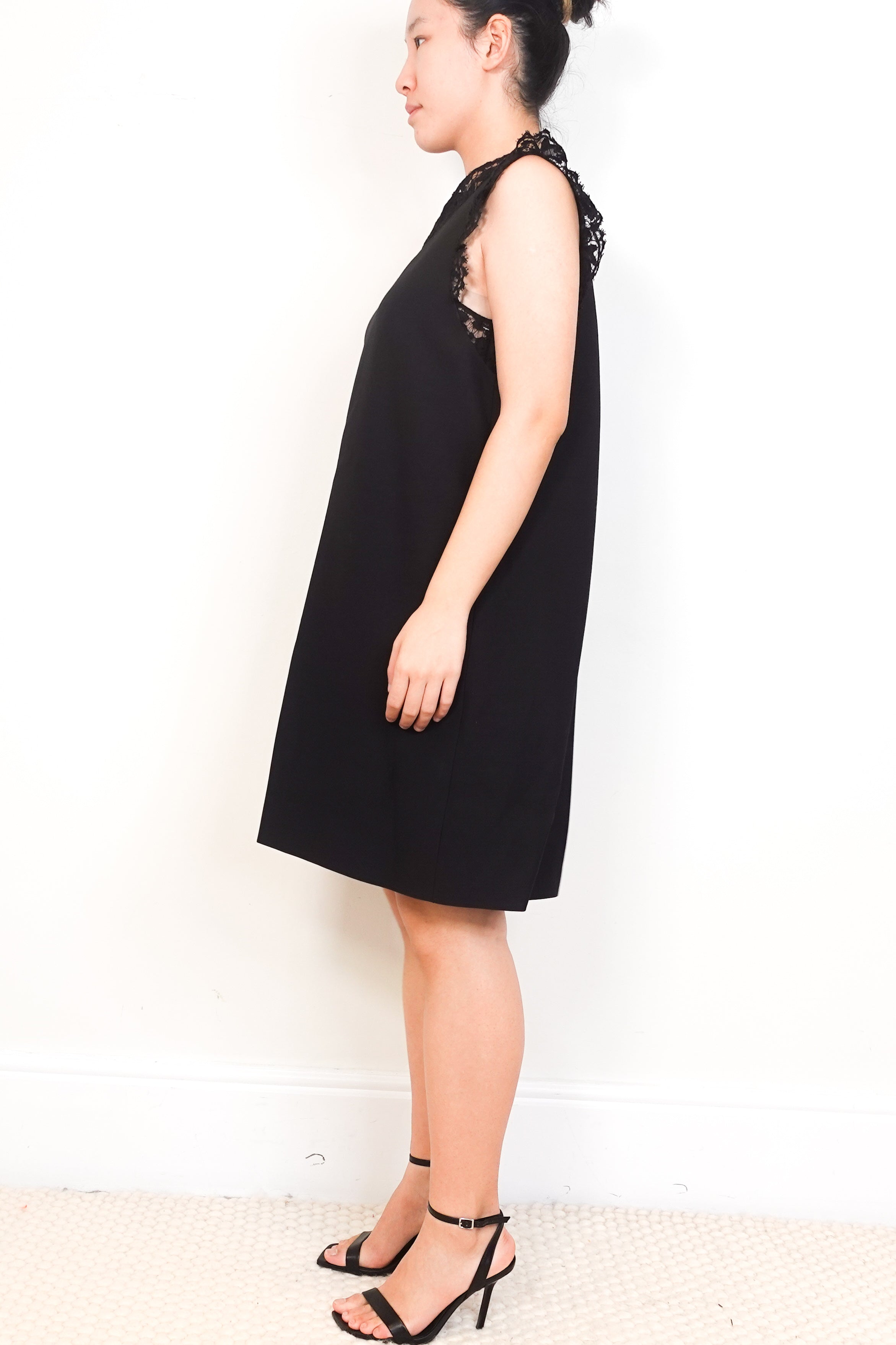 Valentino-Black-Lace-Shoulder-Mini-Dress-side-picture-Chelsea-London