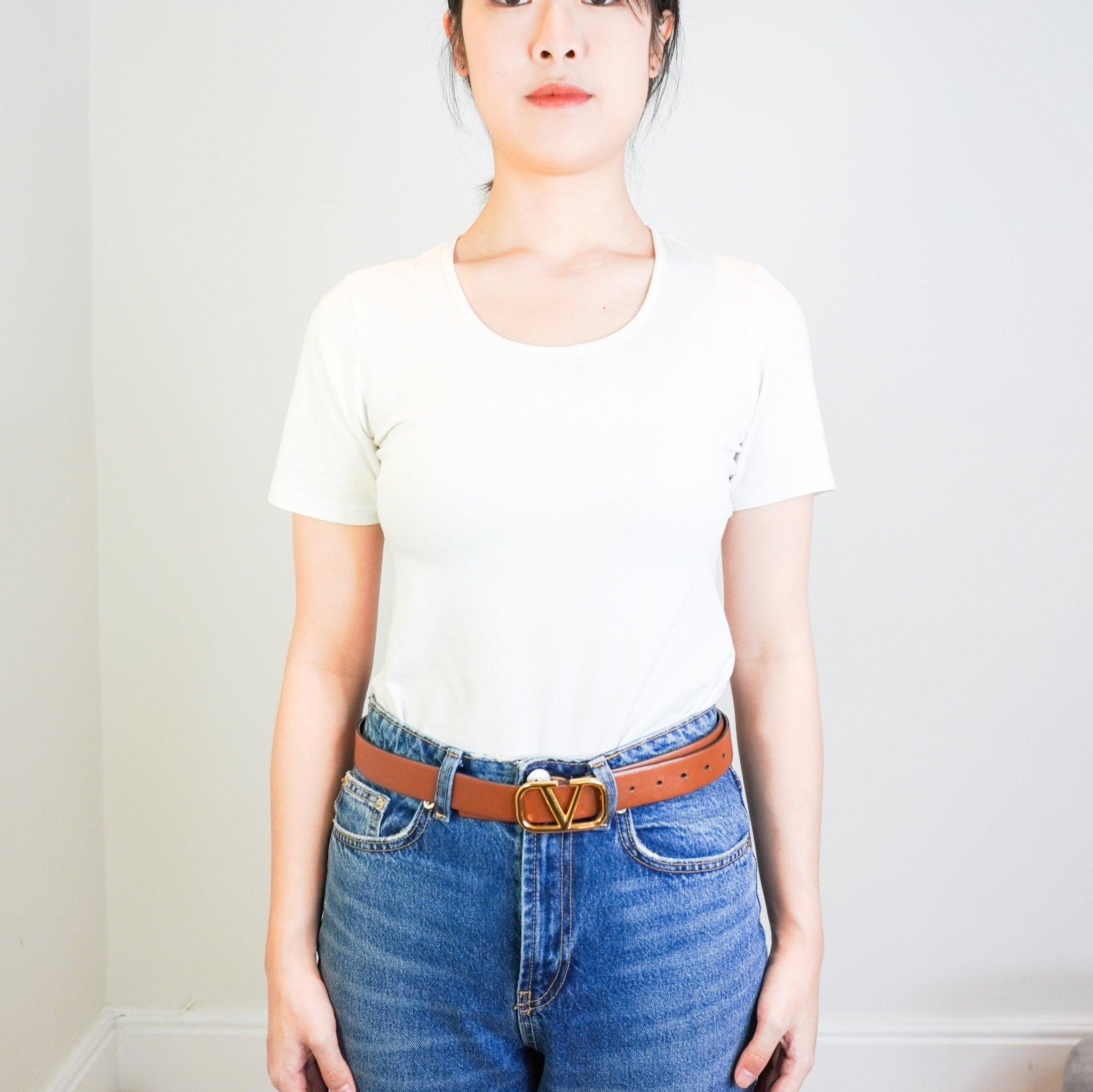 Valentino Gold V Logo Reversible Belt in Black & Brown RRP £295 | Authentic Preloved FINAL SALE - Reloved Again