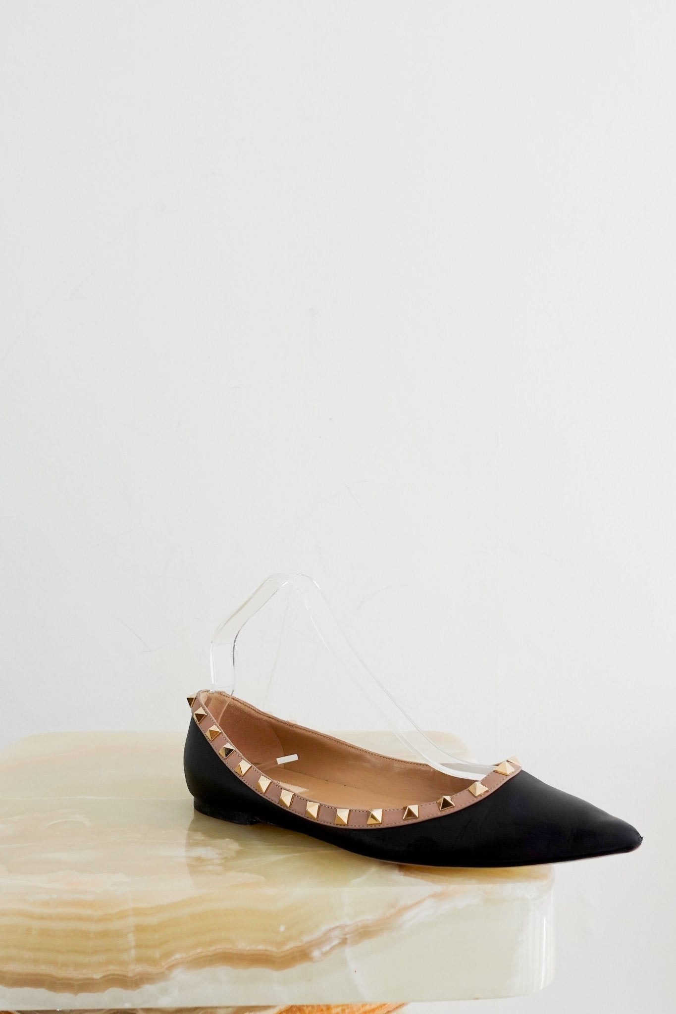 Valentino Rockstud Black Gold and Mauve Flats RRP £700 | Authentic Preloved - Reloved Again