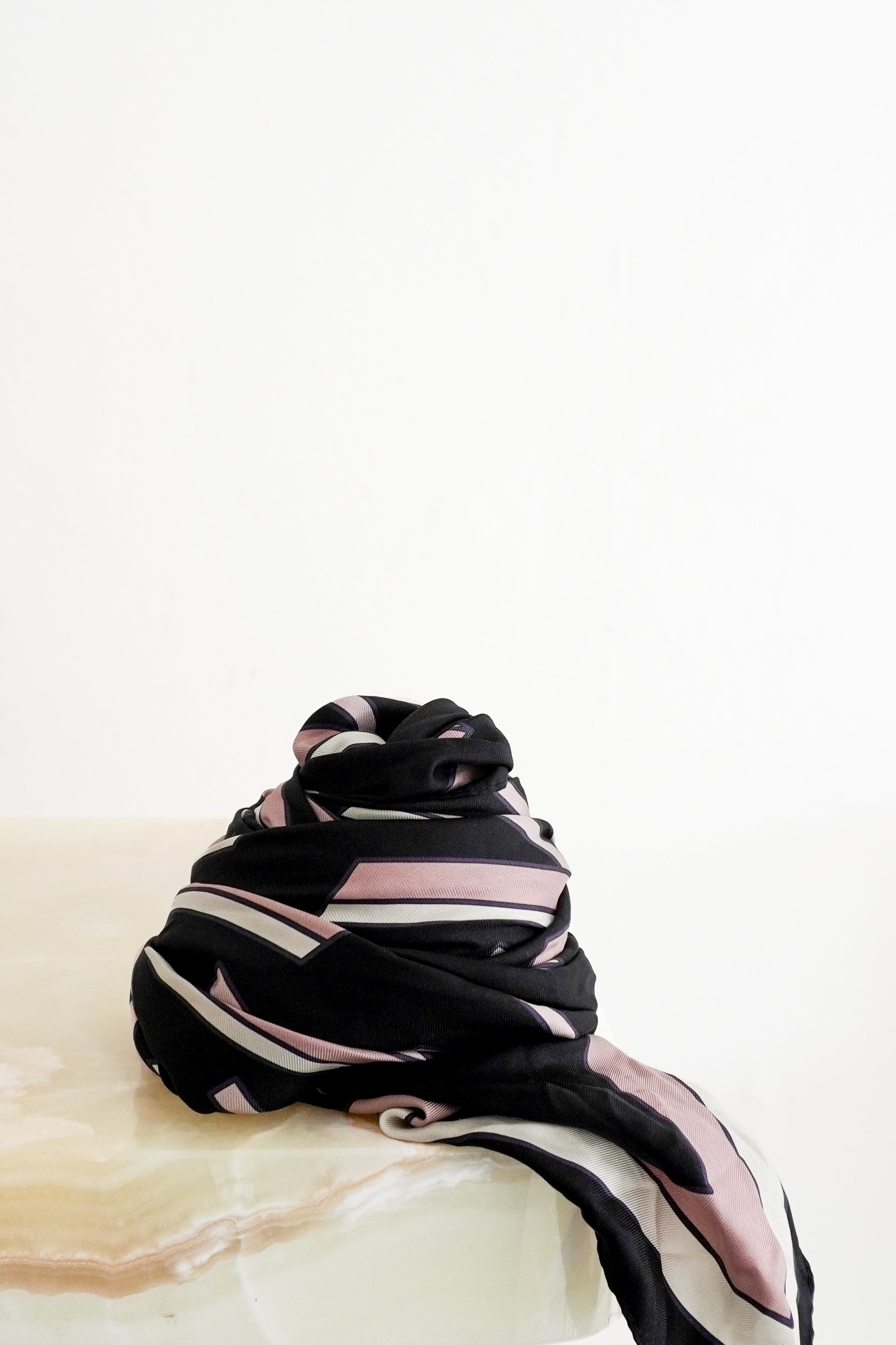 Valentino Black & Pink VLogo Print Scarf front photo chelsea london