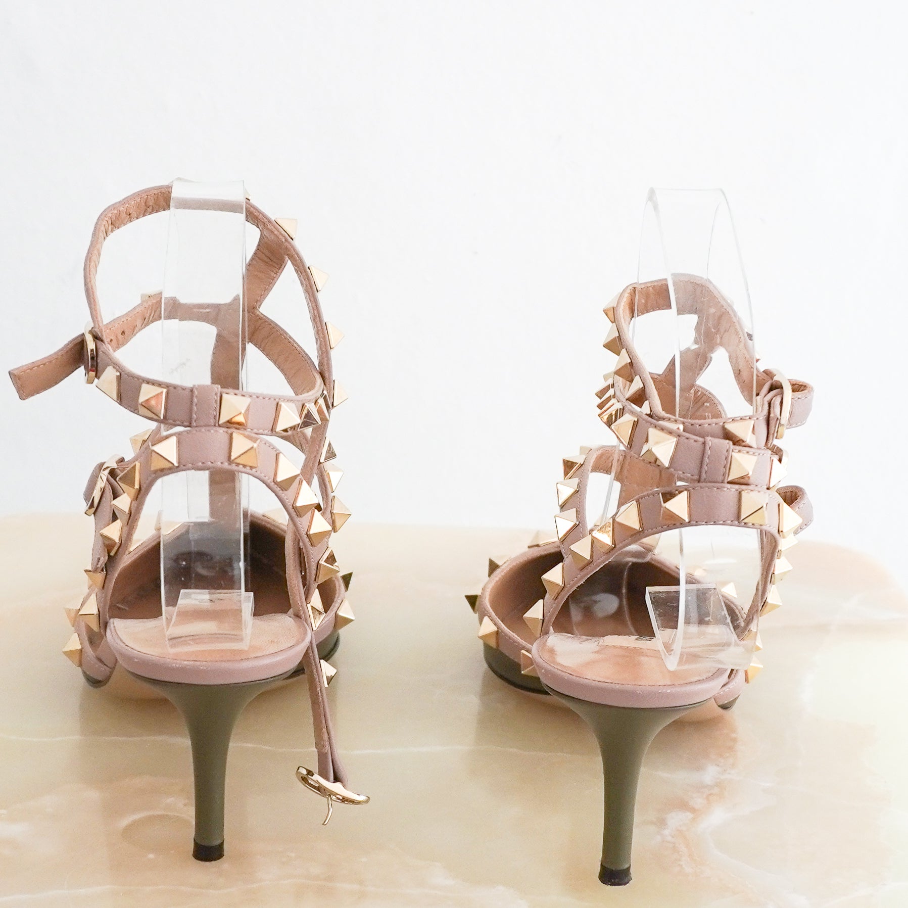 Valentino Rockstud Heels in Khaki back photo chelsea london