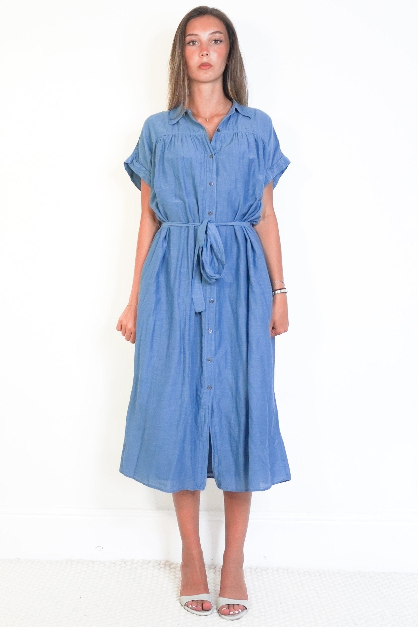 NEW Velvet by Graham & Spencer Blue Cotton N& Silk Dress (RRP £400) | Authentic Preloved - Reloved Again