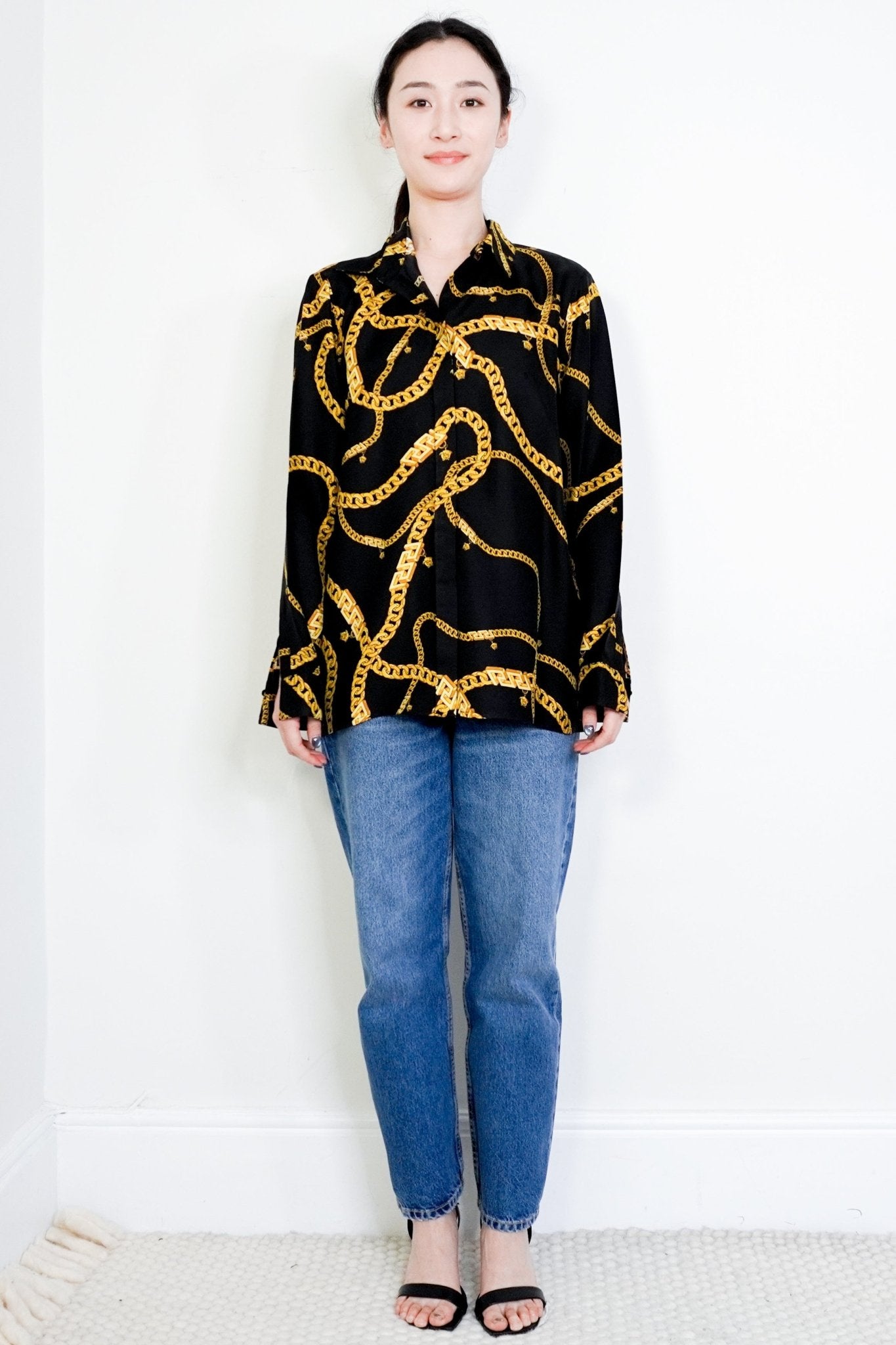 Versace Black Medusa Chains Silk Shirt RRP £1110 | Authentic Preloved - Reloved Again