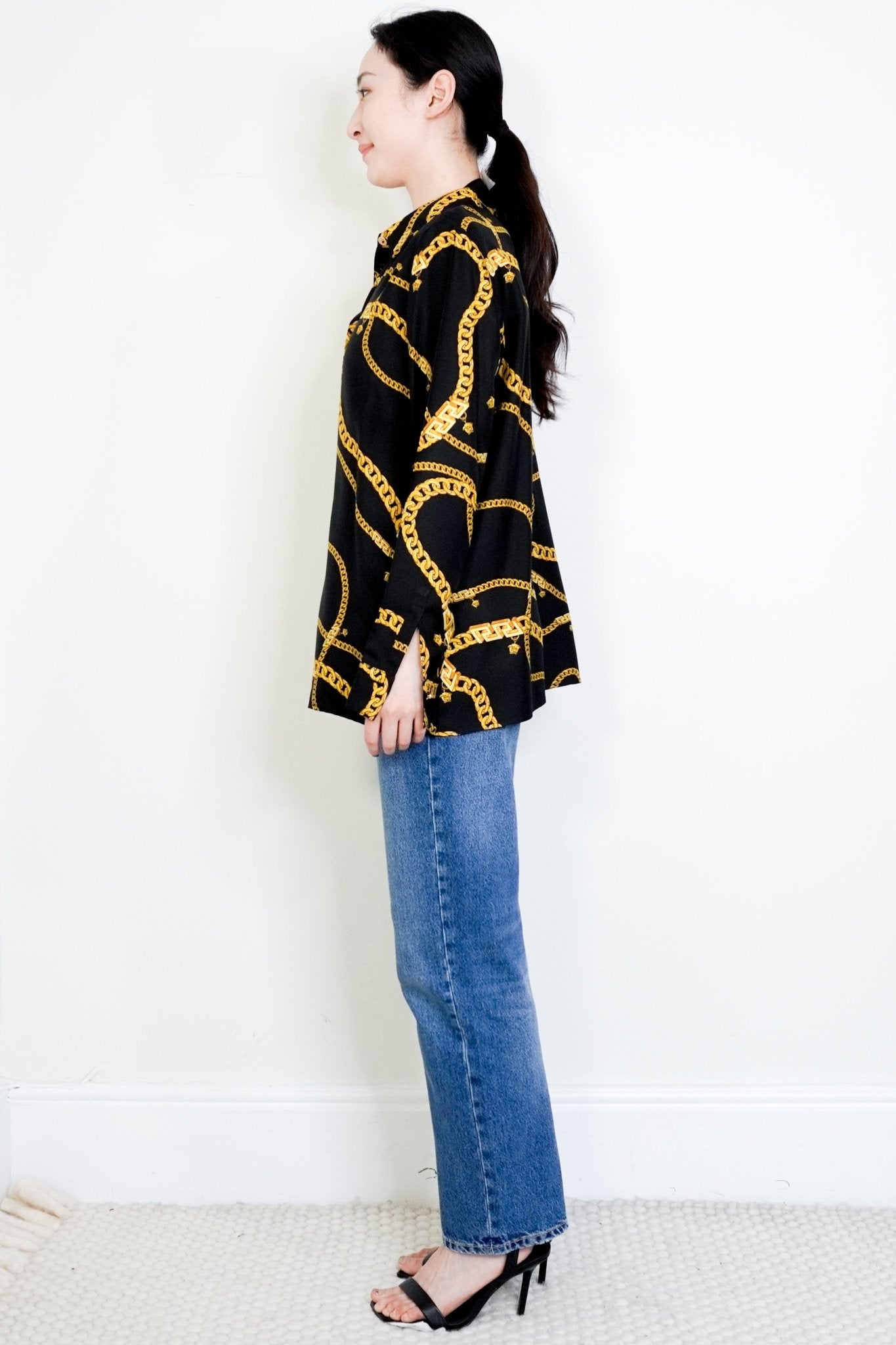 Versace Black Medusa Chains Silk Shirt RRP £1110 | Authentic Preloved - Reloved Again