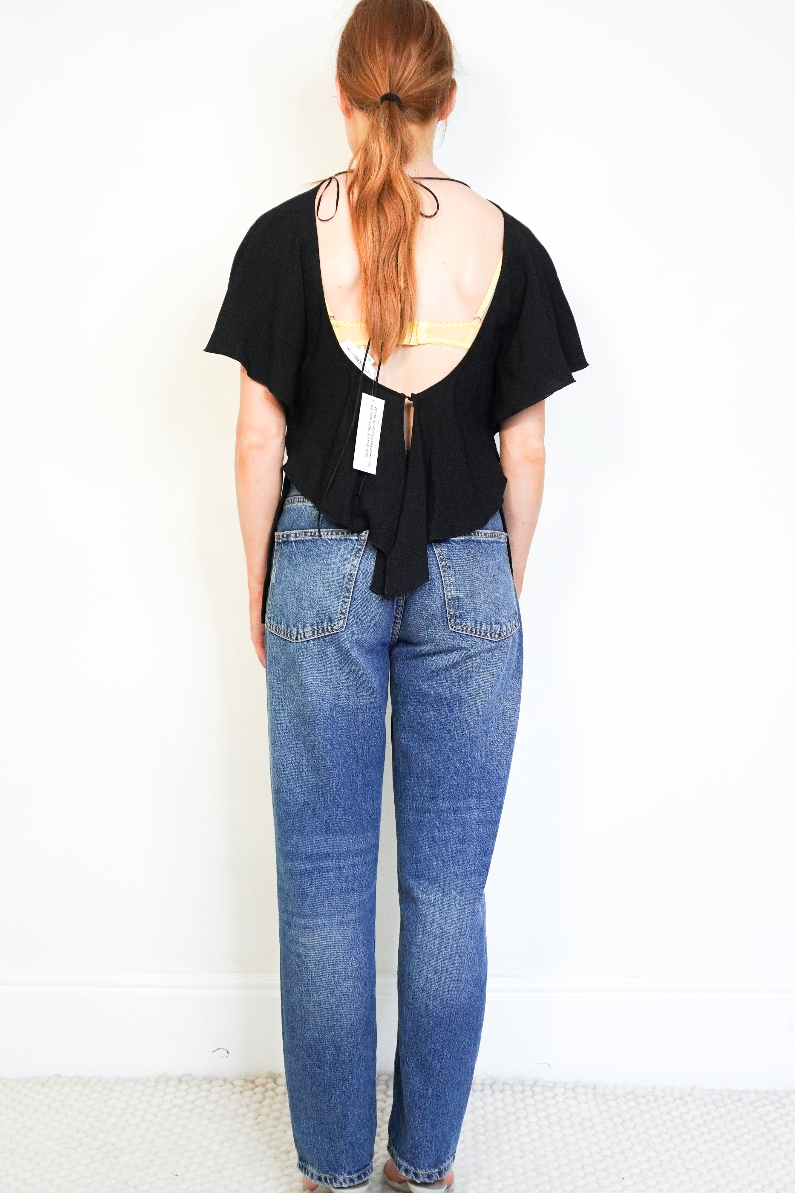 Victoria Beckham Black Crepe Open-Back Top back photo chelsea london