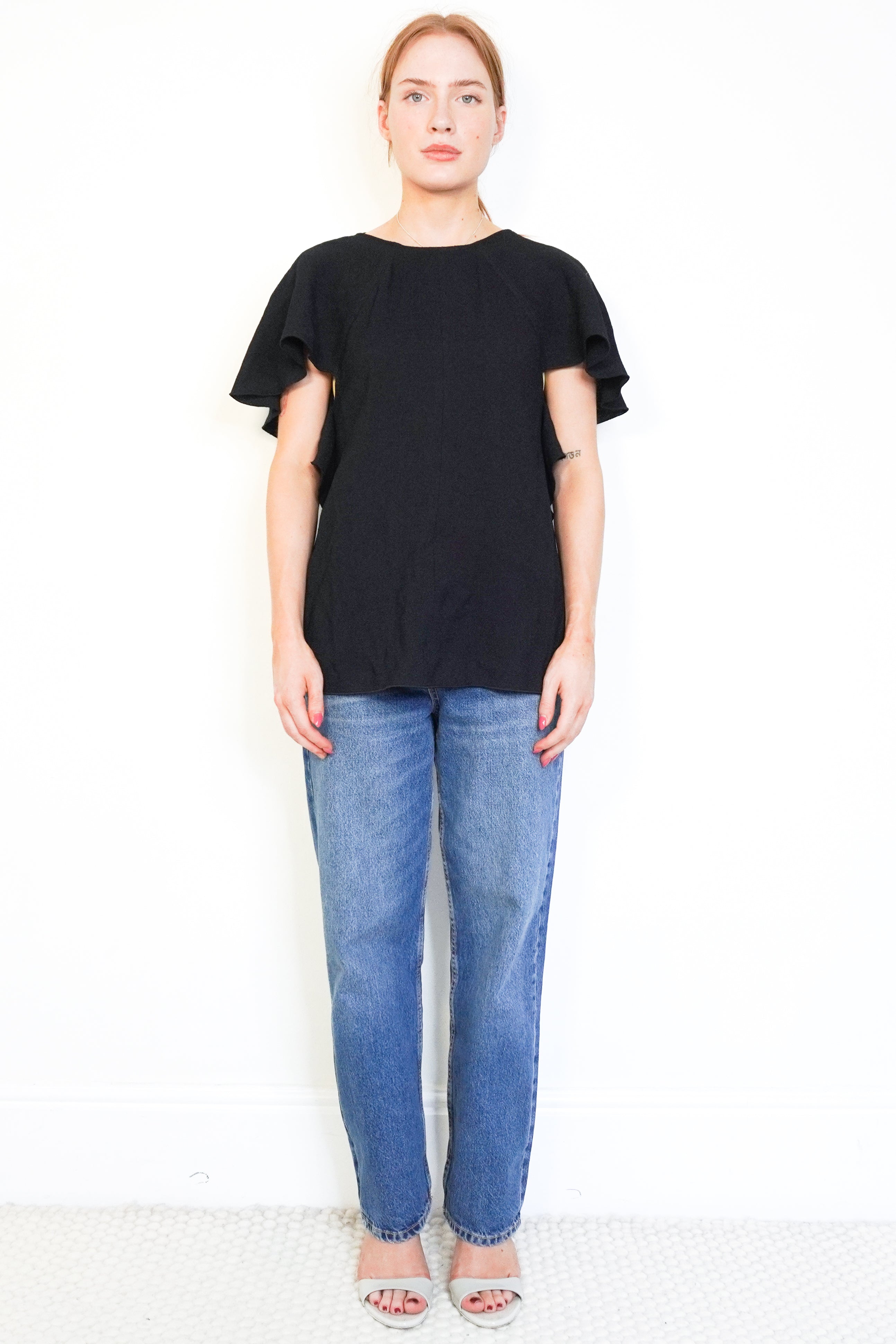Victoria Beckham Black Crepe Open-Back Top front photo chelsea london