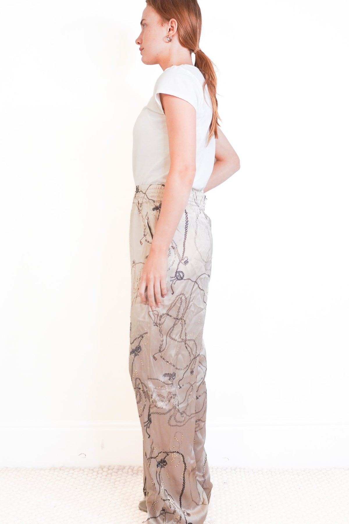 Victoria Beckham Silk Patterned Trousers Side