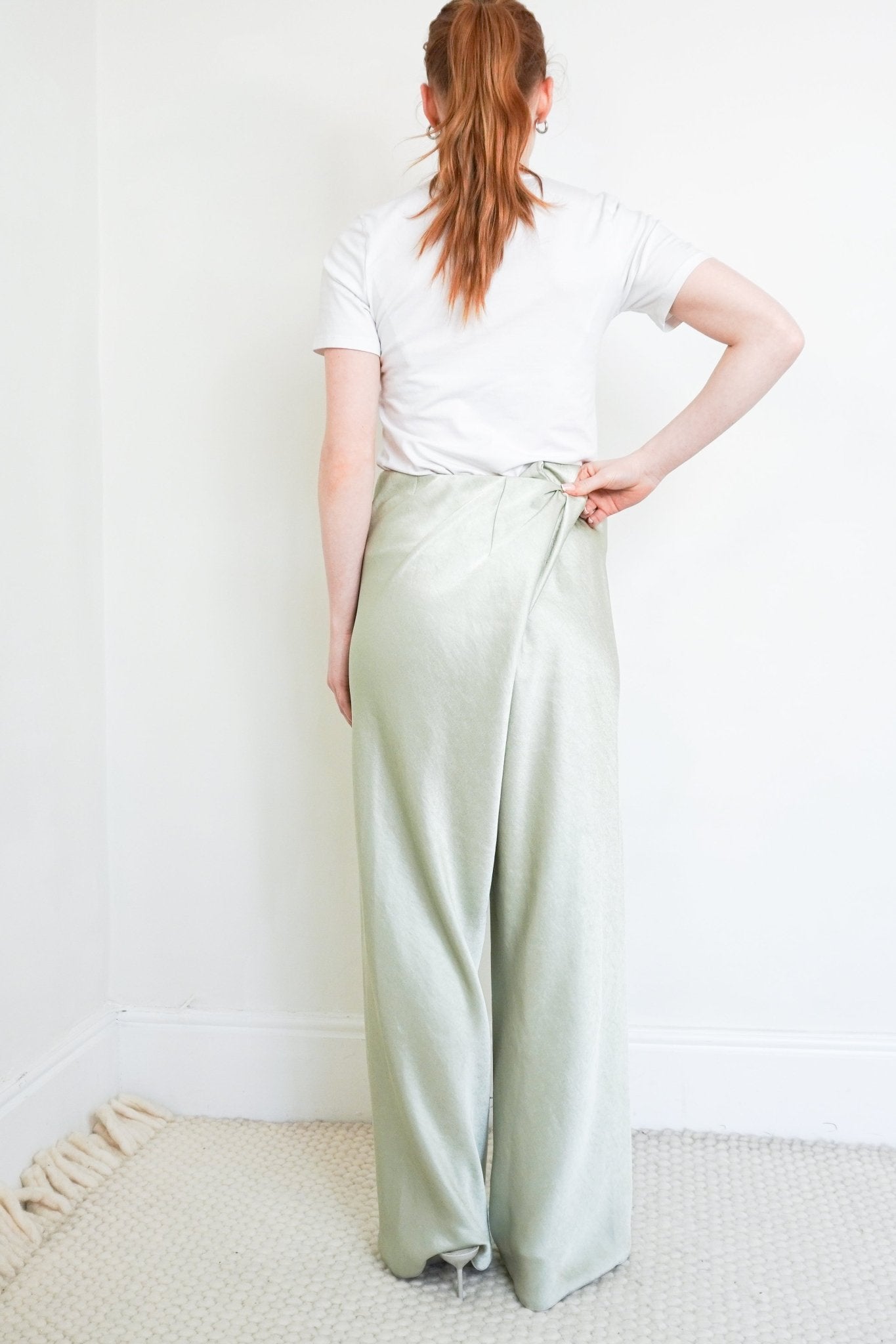 Vince Sage Green Satin Trousers RRP £300 | Authentic Preloved - Reloved Again