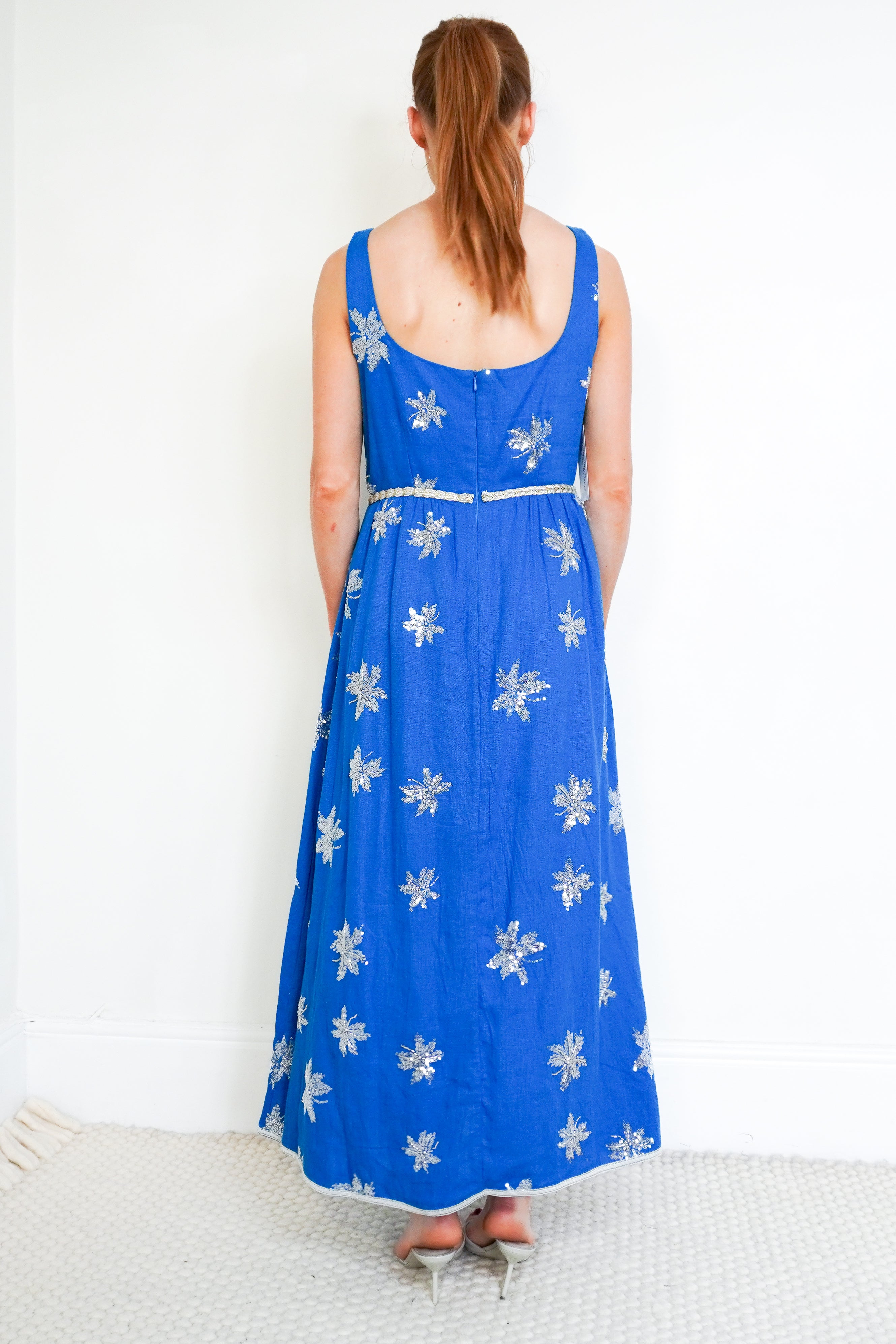 WAIMARI Blue Embroidered Dress back photo chelsea london