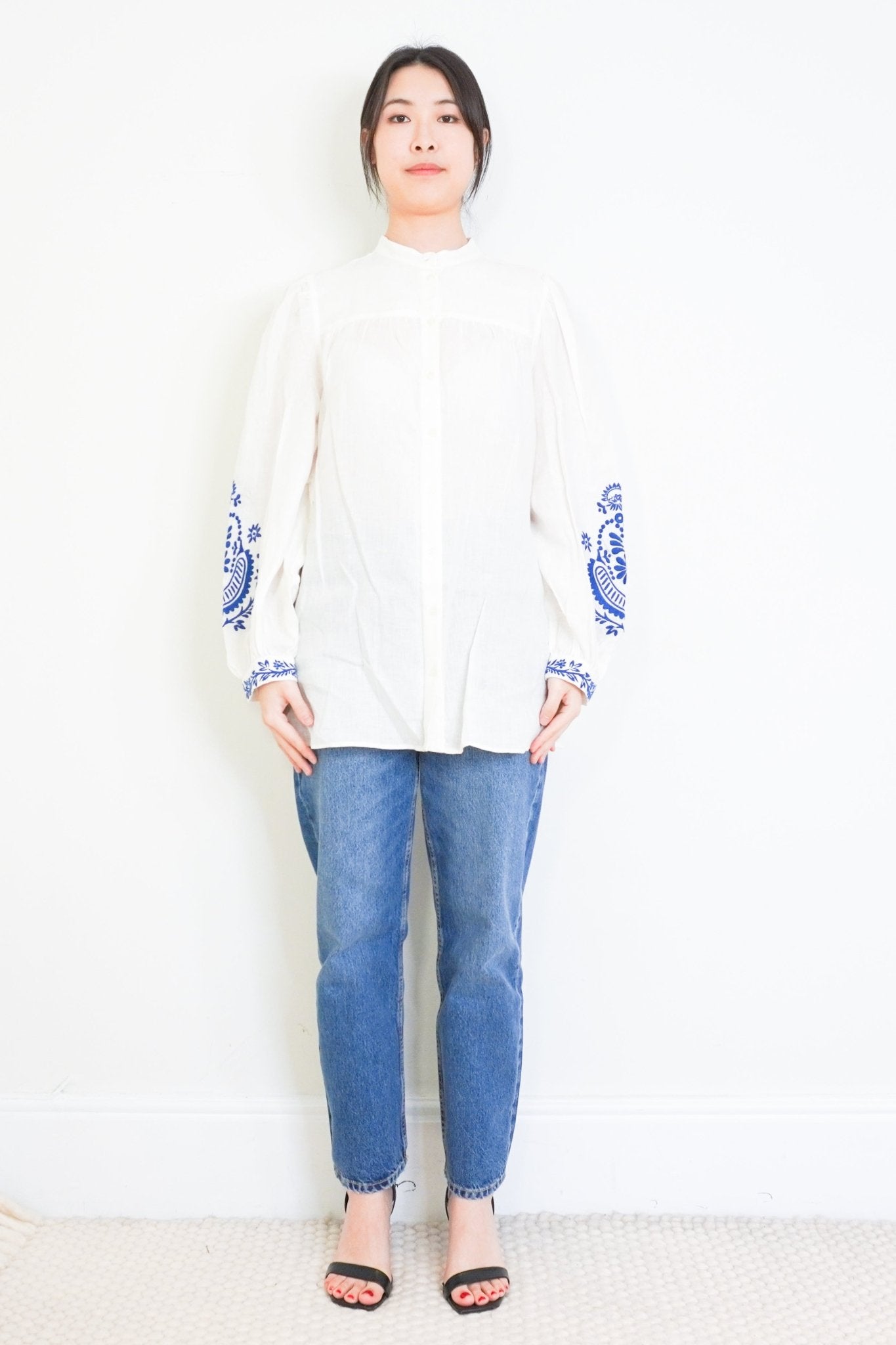 Weekend MaxMara White Folk Linen Shirt RRP £450 | Authentic Preloved - Reloved Again