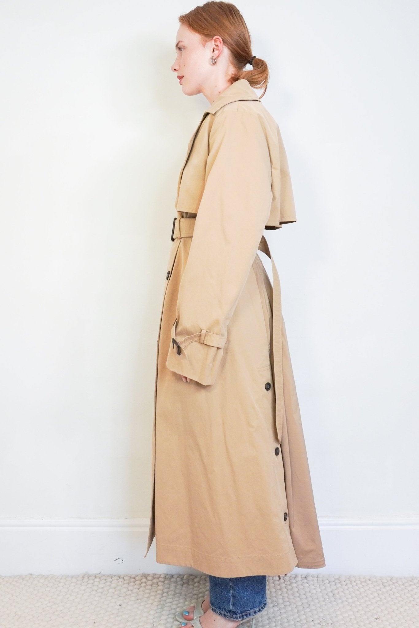Weekend Max Mara Beige Cotton-Blend Long Trench Coat (RRP £615) | Authentic Preloved - Reloved Again