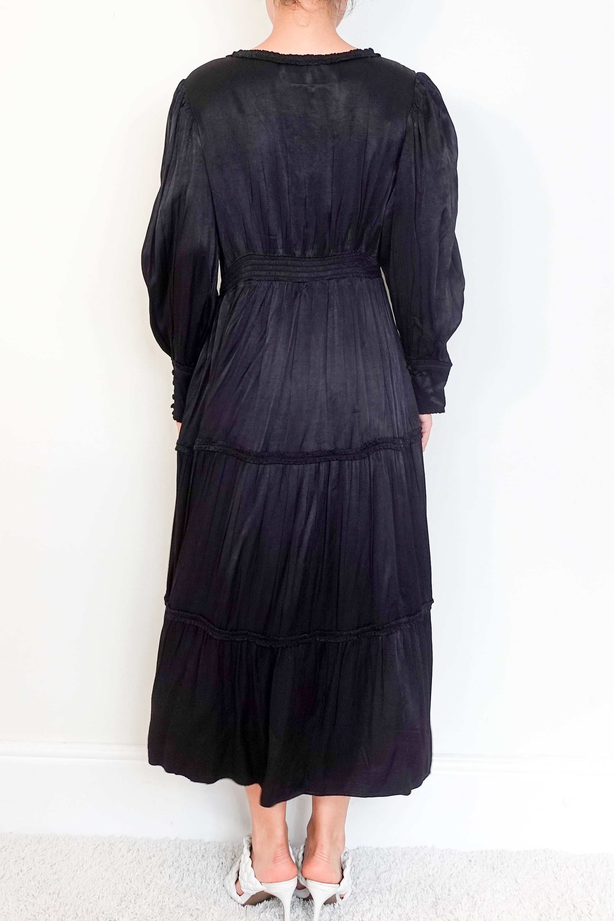 Wyse Black Rosalie Ruffle Maxi Dress RRP £300 | Authentic Preloved