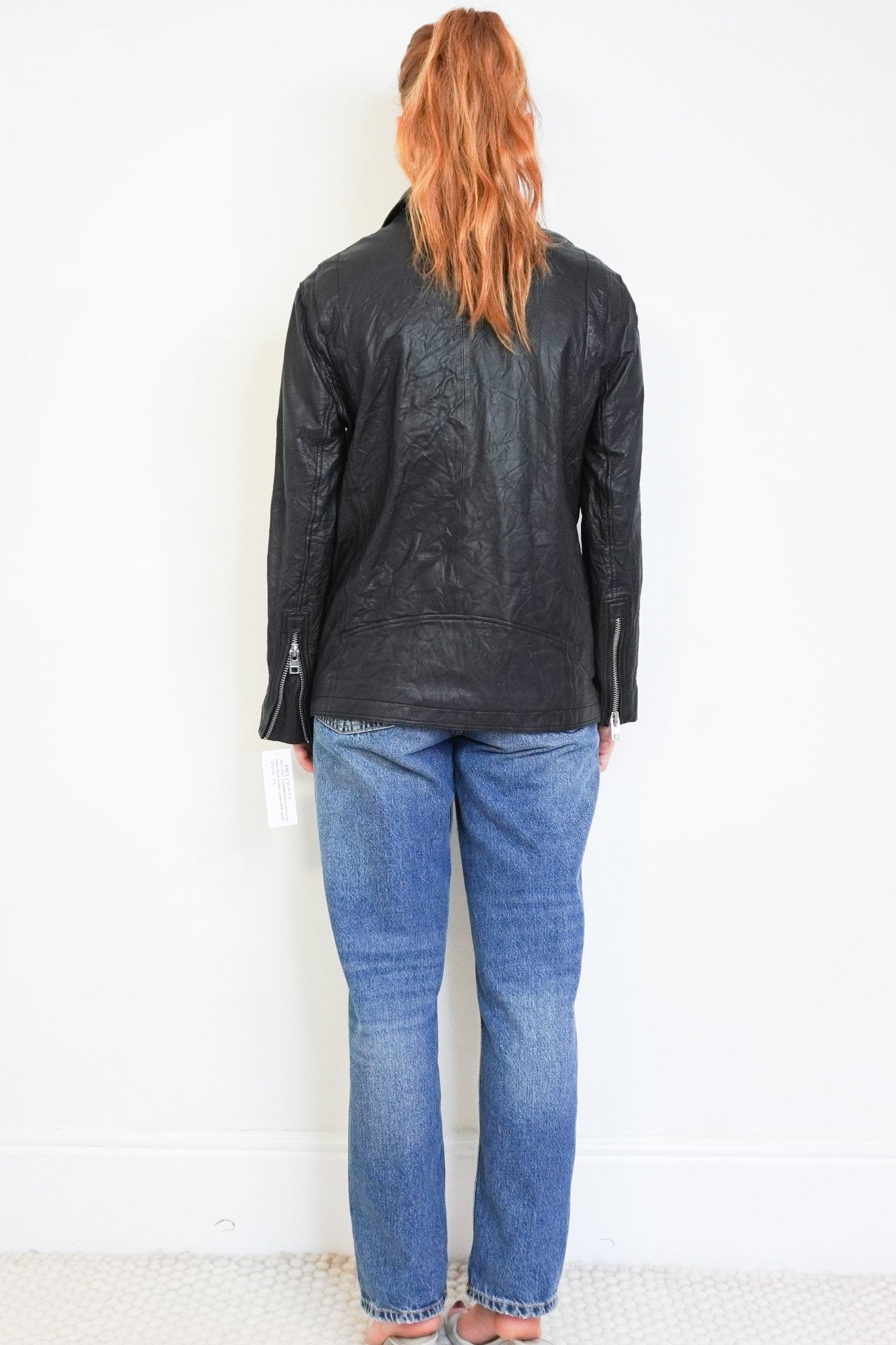 Zadig & Voltaire Black Laksi Cuir Froissé Leather Jacket (RRP £800) | Authentic Preloved - Reloved Again