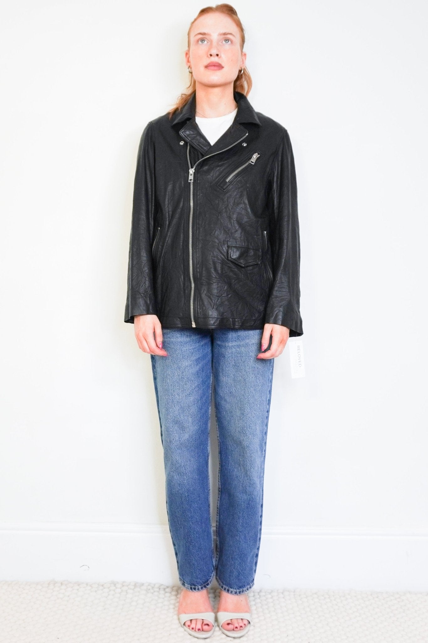 Zadig & Voltaire Black Laksi Cuir Froissé Leather Jacket (RRP £800) | Authentic Preloved - Reloved Again