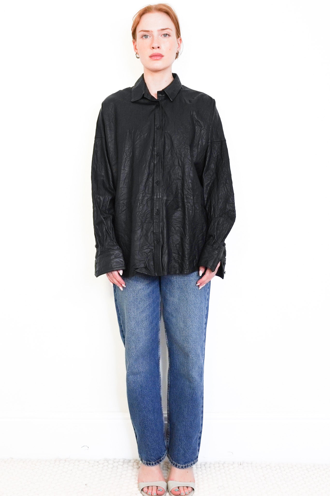 Zadig & Voltaire Black Lambskin Leather Shirt (RRP £500) | Authentic Preloved - Reloved Again