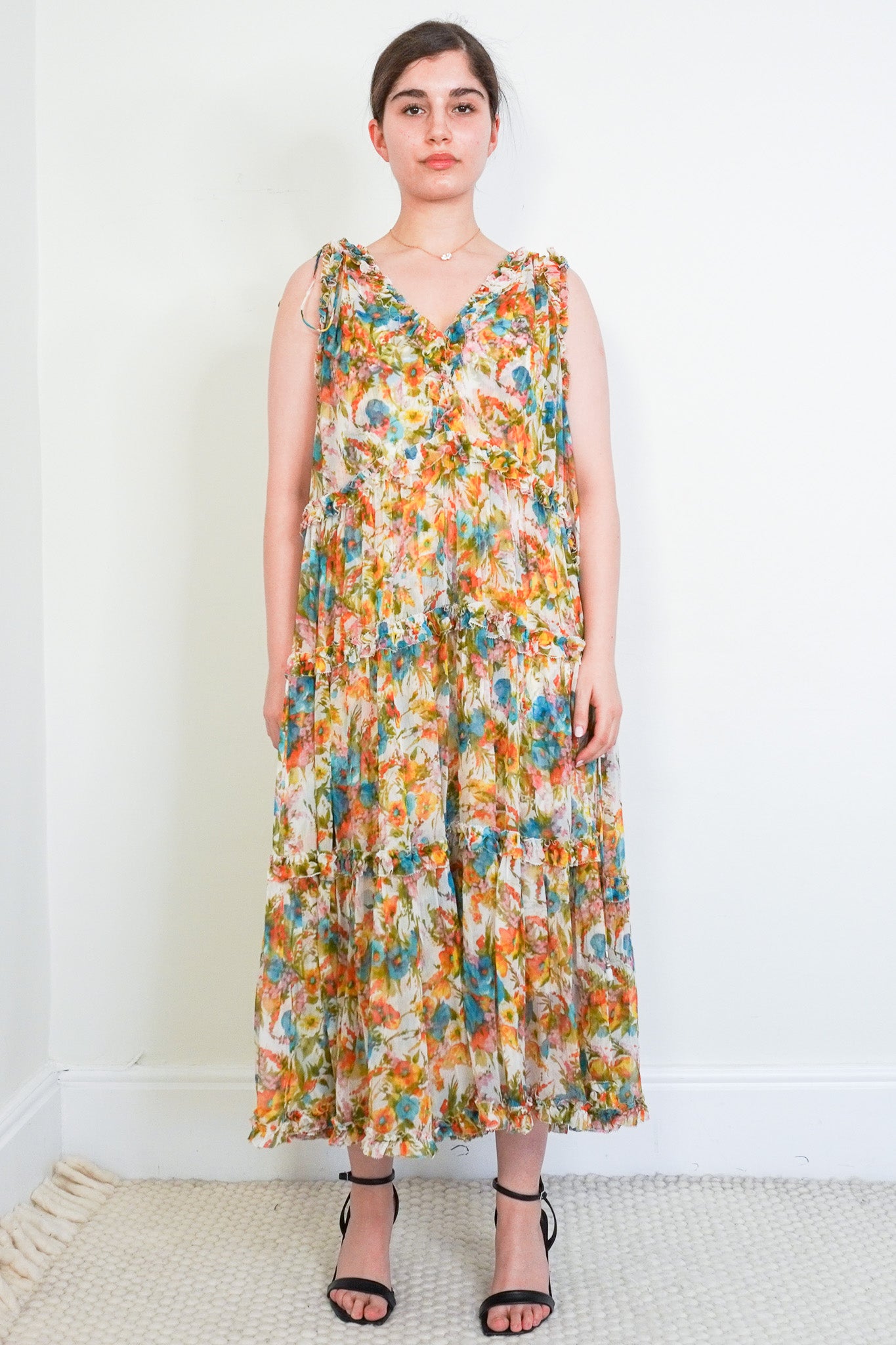 Zimmermann-Floral-Silk-V-Neck-Dress-front-picture-chelsea-london