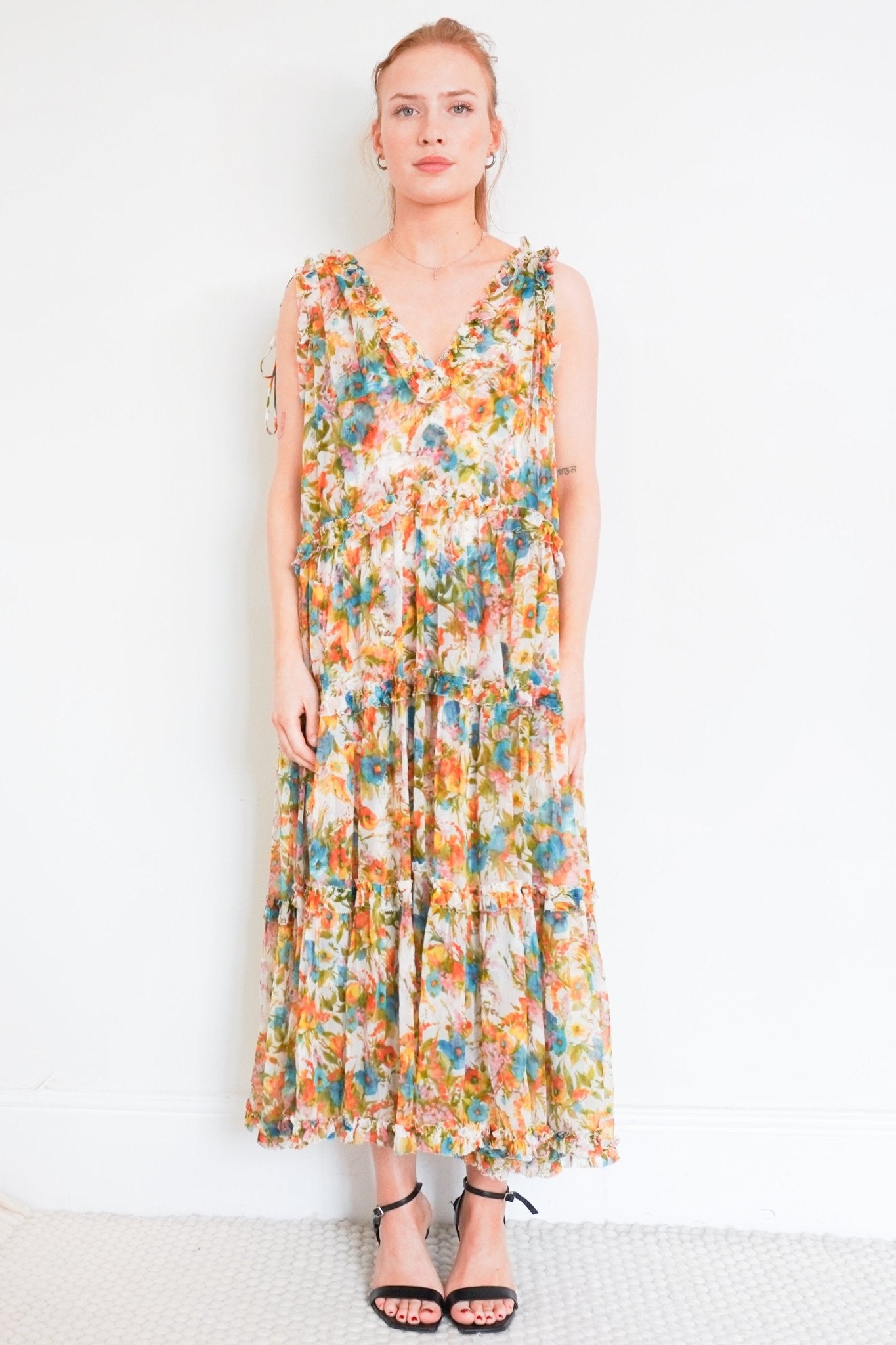 Zimmermann Floral Sleeveless Silk V - Neck Dress RRP £850 | Authentic & Preloved - Reloved Again