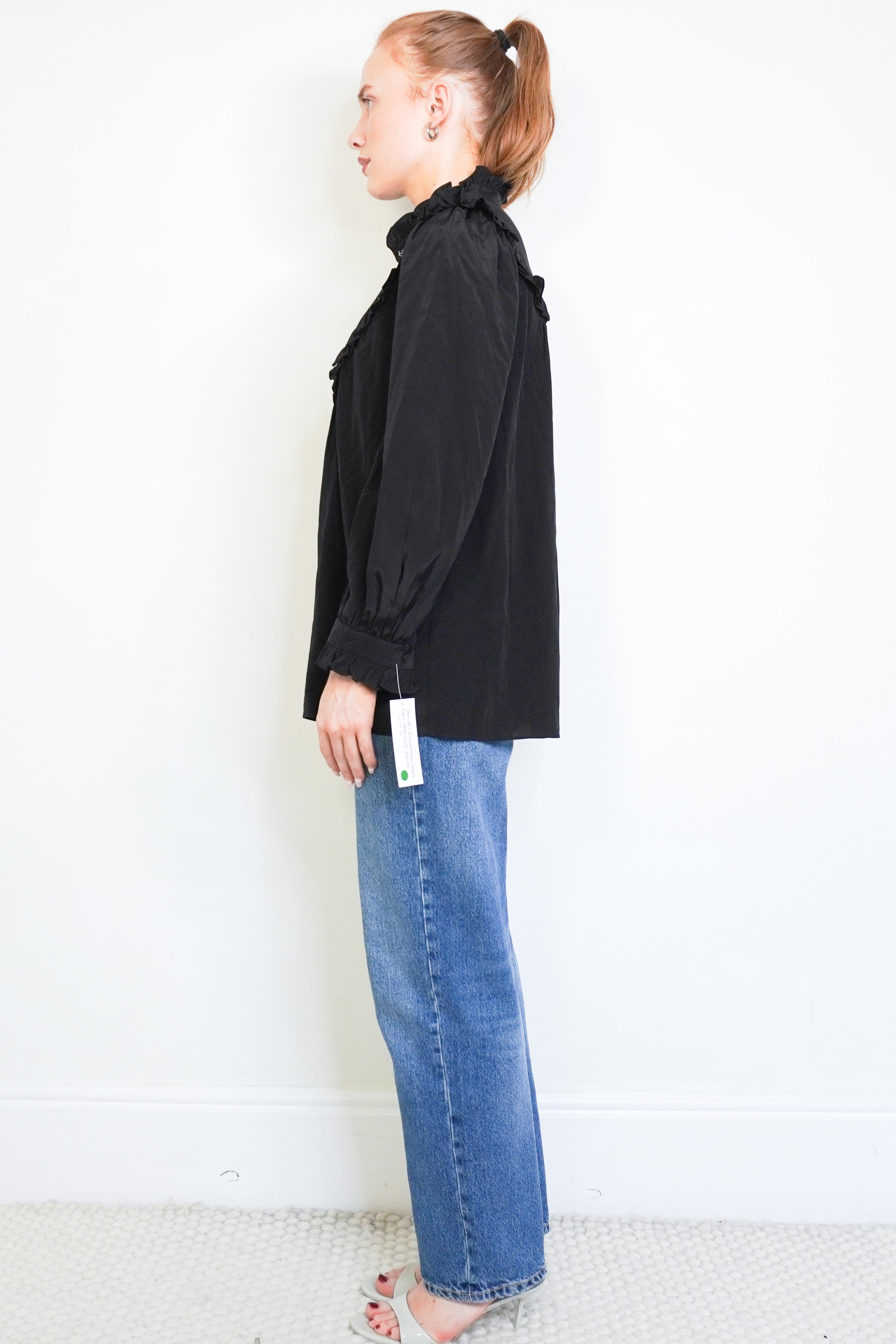 Zimmermann Black Ruffle Blouse side photo chelsea london