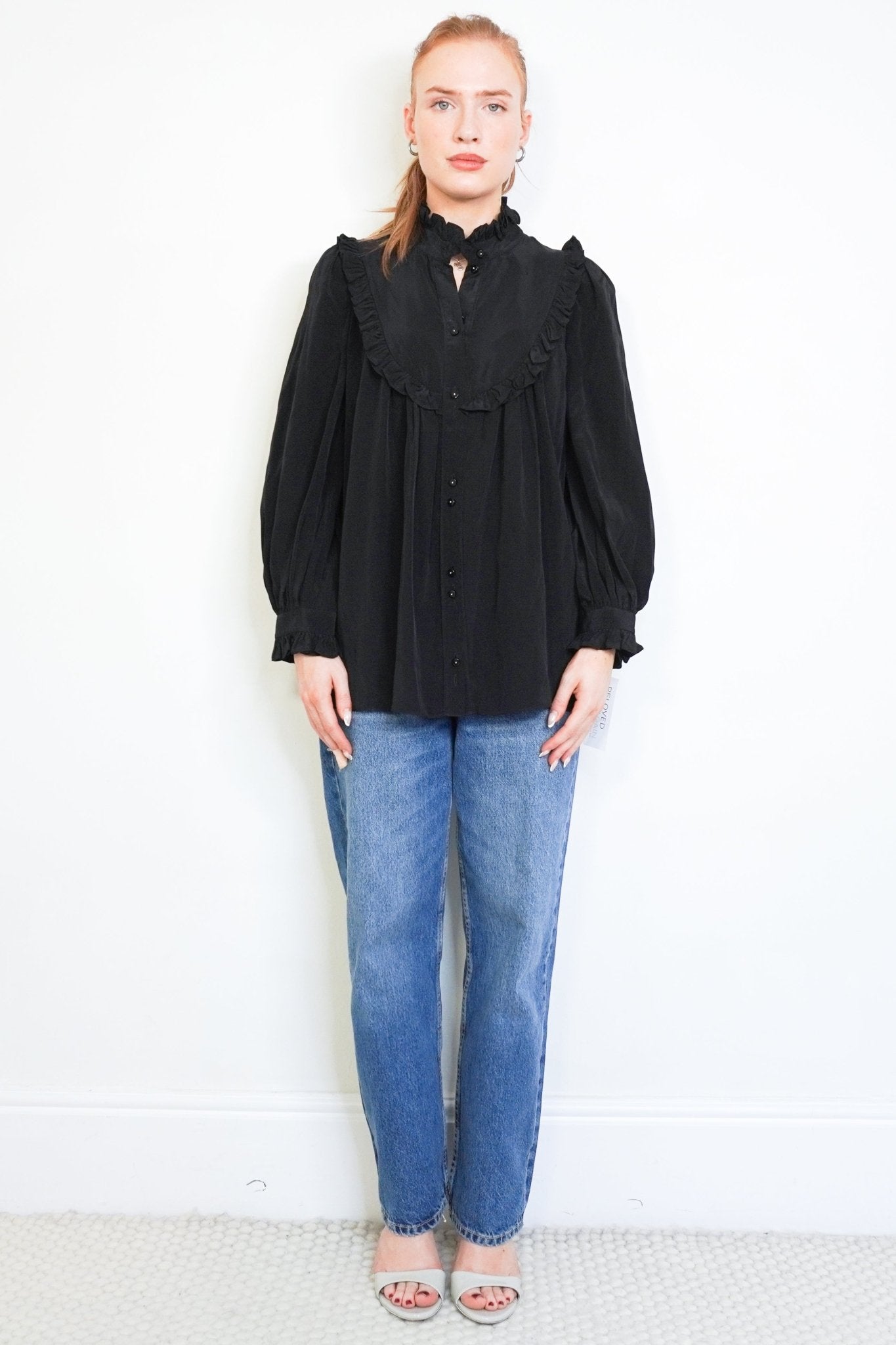Zimmermann Black Ruffle Silk Blend Blouse (RRP £525) | Authentic Preloved - Reloved Again