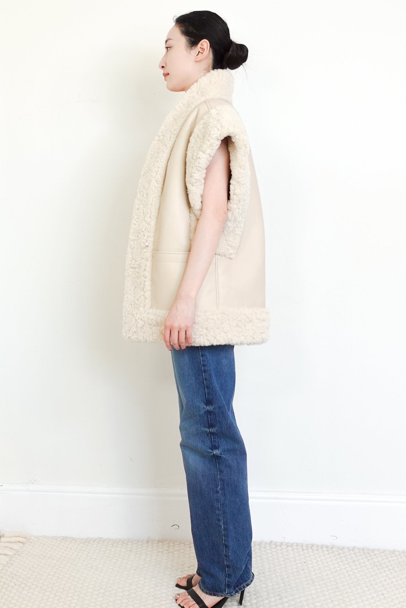 A.L.C Beige Shearling Sleeveless Gilet RRP £500 | Authentic Preloved - FINAL SALE no returns - Reloved Again
