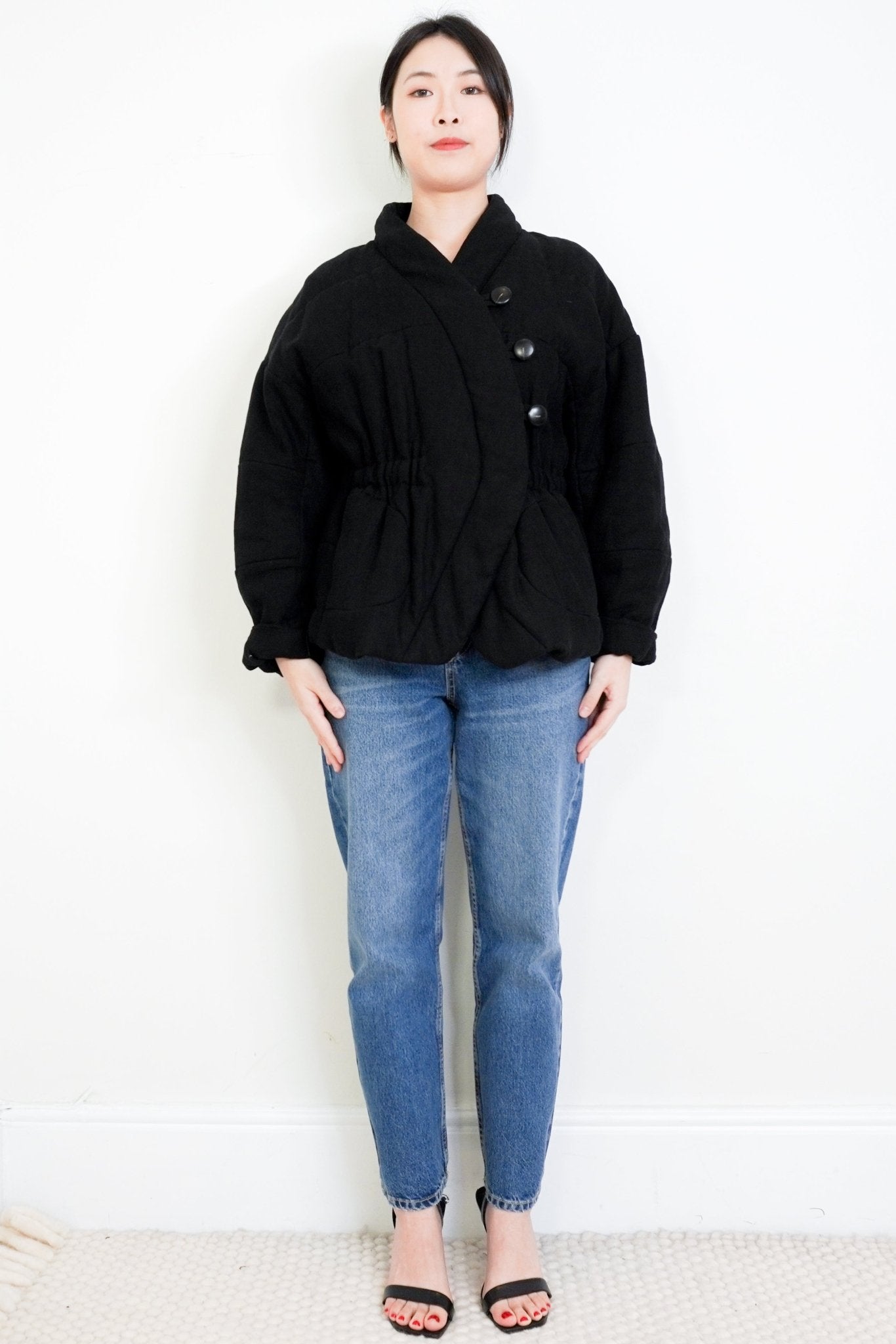 BA&SH Linen Black Padded Lady Coat RRP £350 | Authentic Preloved - Reloved Again