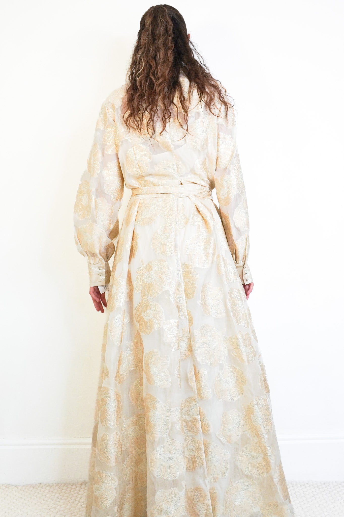 back image of the NEW Marina Rinaldi Ivory & Gold Floral Jacquard Evening