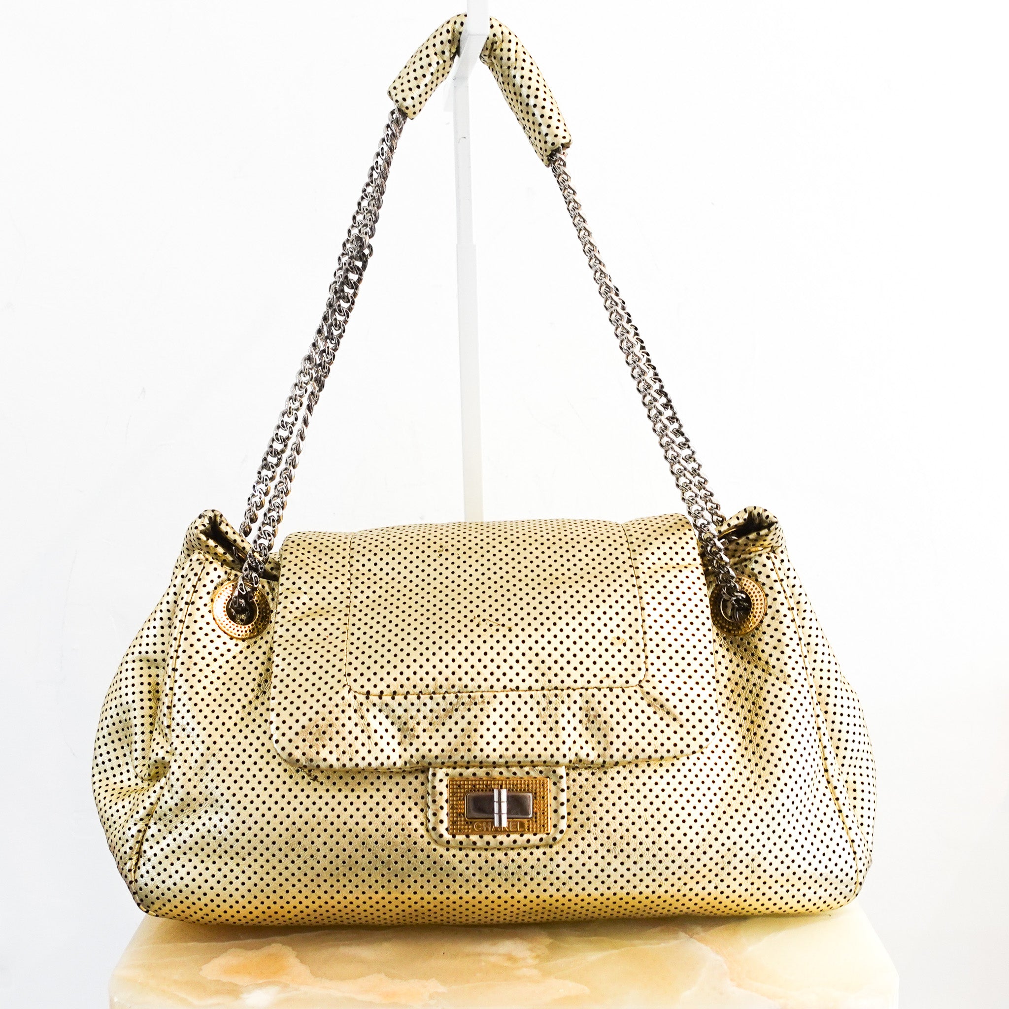 chanel-2-55-gold-accordian-bag-front-picture-chelsea-london