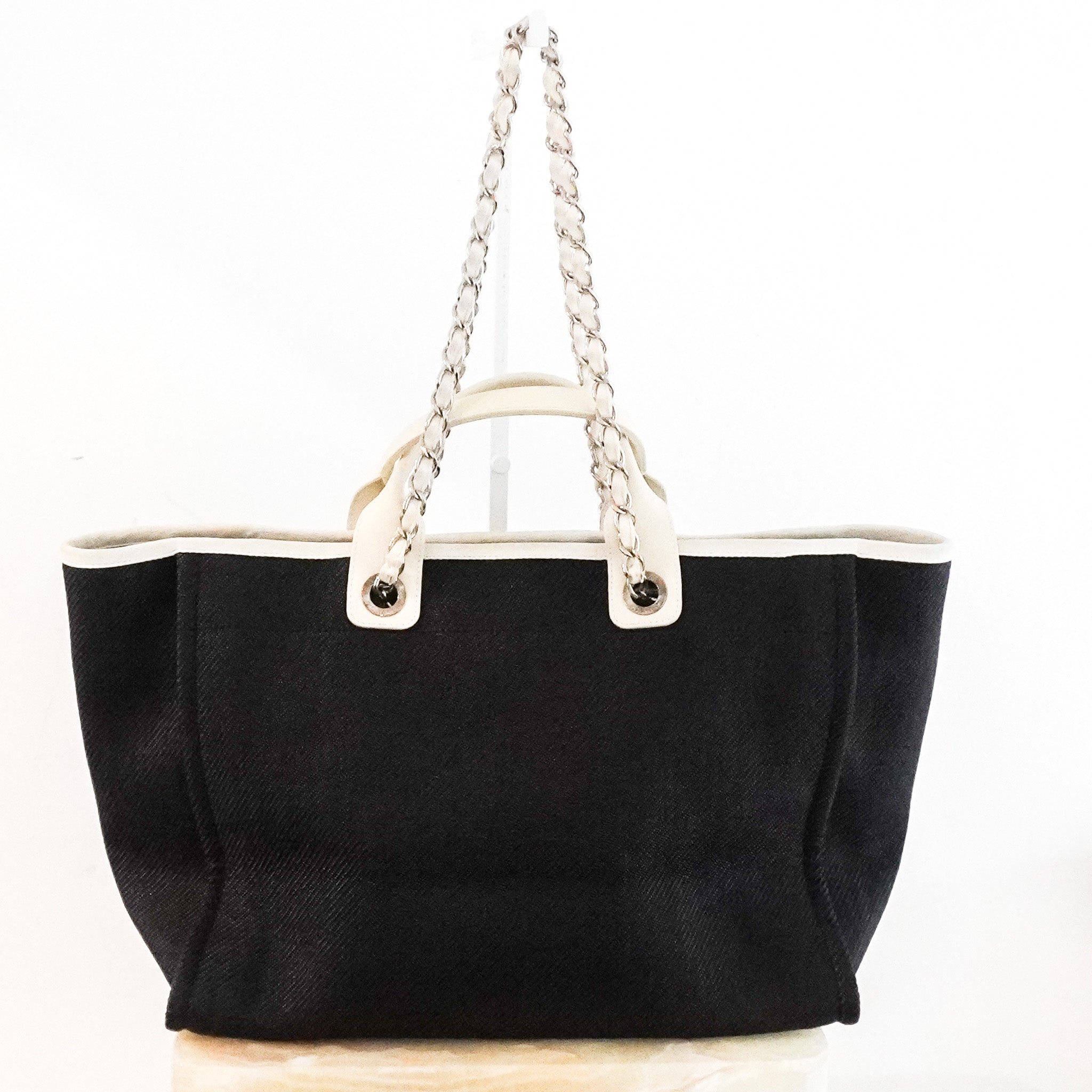 Chanel Black and White Canvas Deauville Tote Bag RRP £3800 | Authentic Preloved - Reloved Again