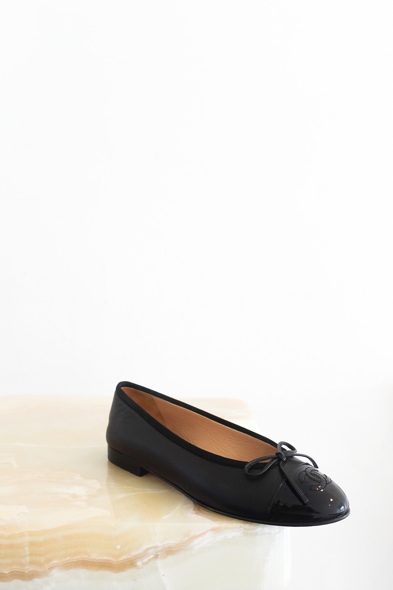 Chanel Black CC Ballet Flats with Bows RRP £1000 | Authentic Preloved - Reloved Again