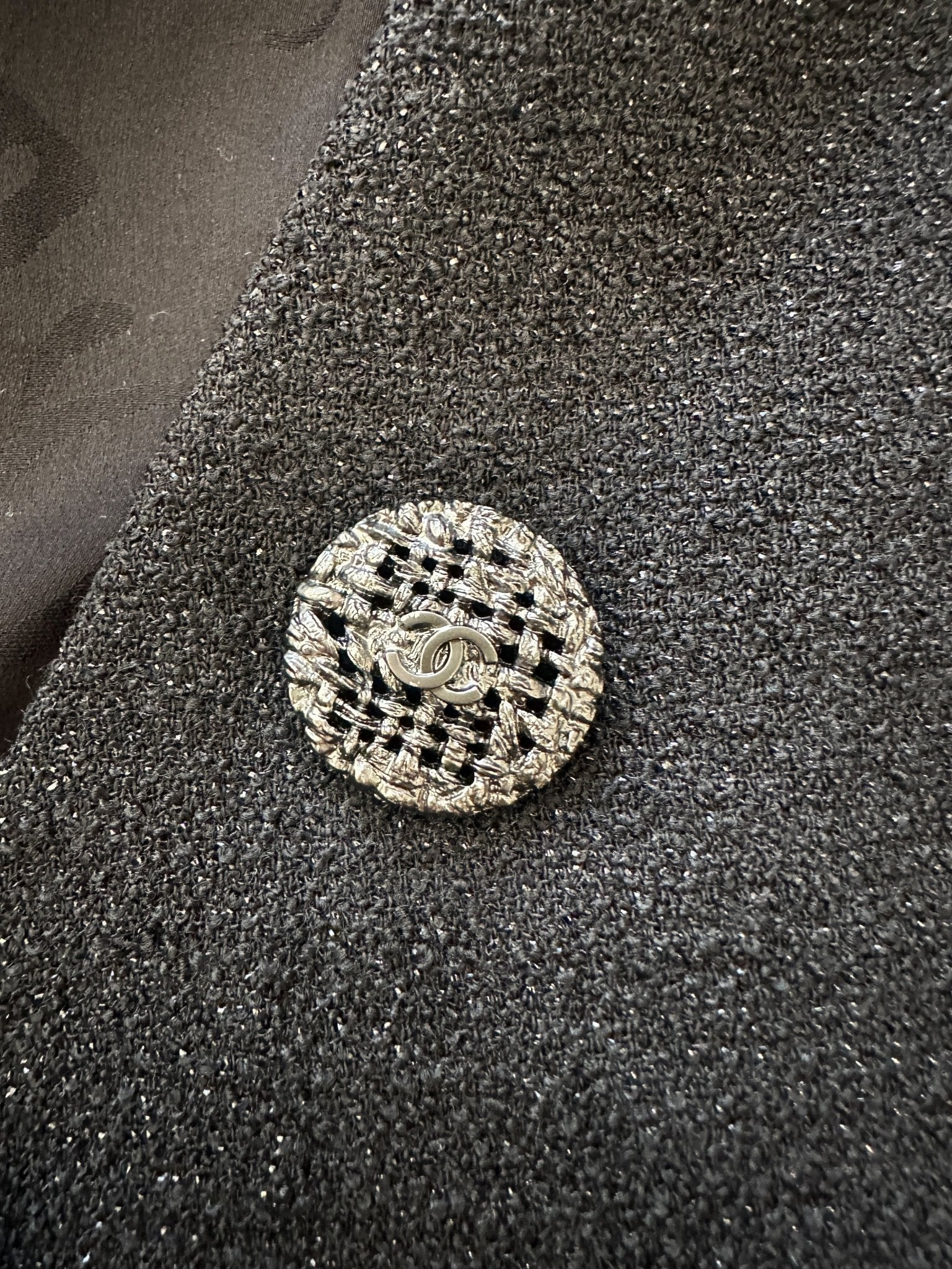 Chanel Black Wool Glitter Jacket RRP £5560 | Authentic Preloved - Reloved Again
