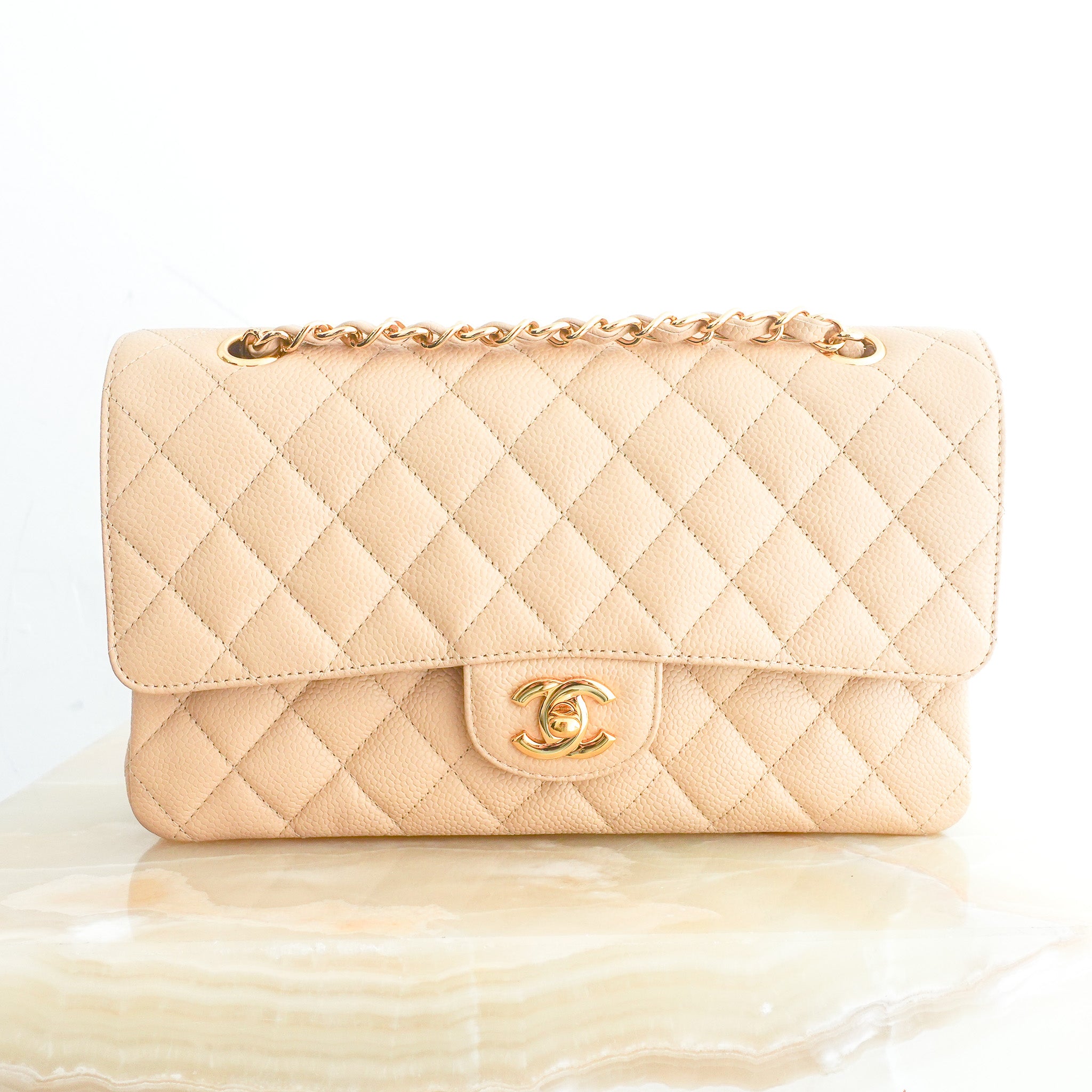 Chanel Caviar Medium Double Flap Beige Bag RRP £10500 | Authentic Preloved - Reloved Again