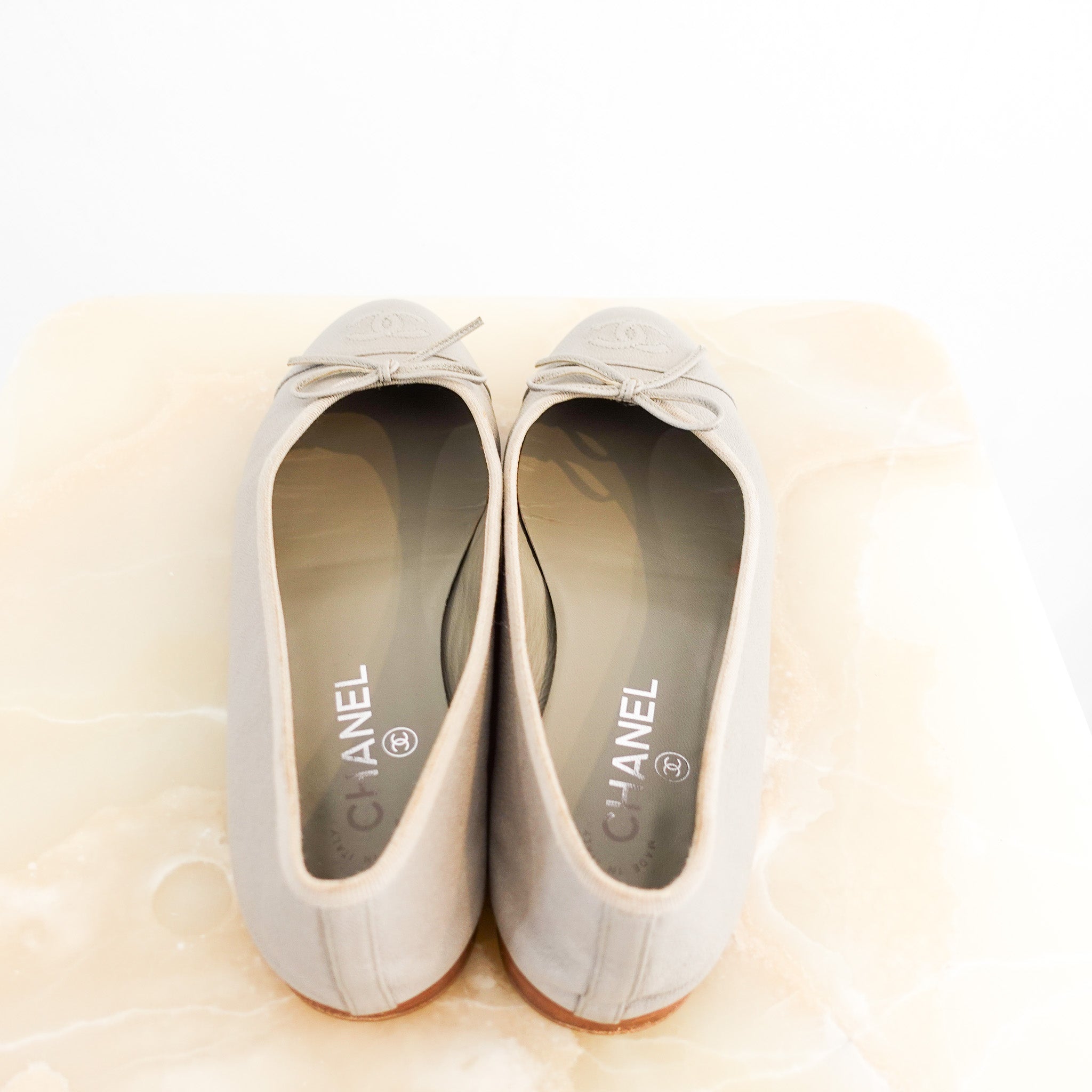 Chanel Grey CC Ballet Flats RRP £1000 | Authentic Preloved - Reloved Again
