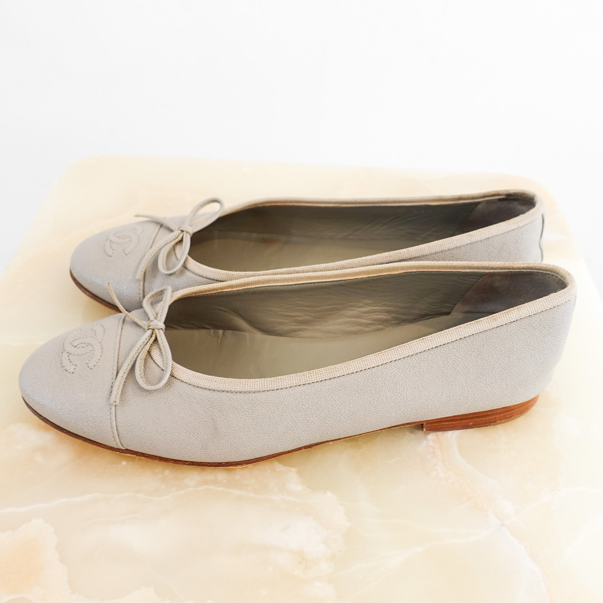 Chanel Grey CC Ballet Flats RRP £1000 | Authentic Preloved - Reloved Again