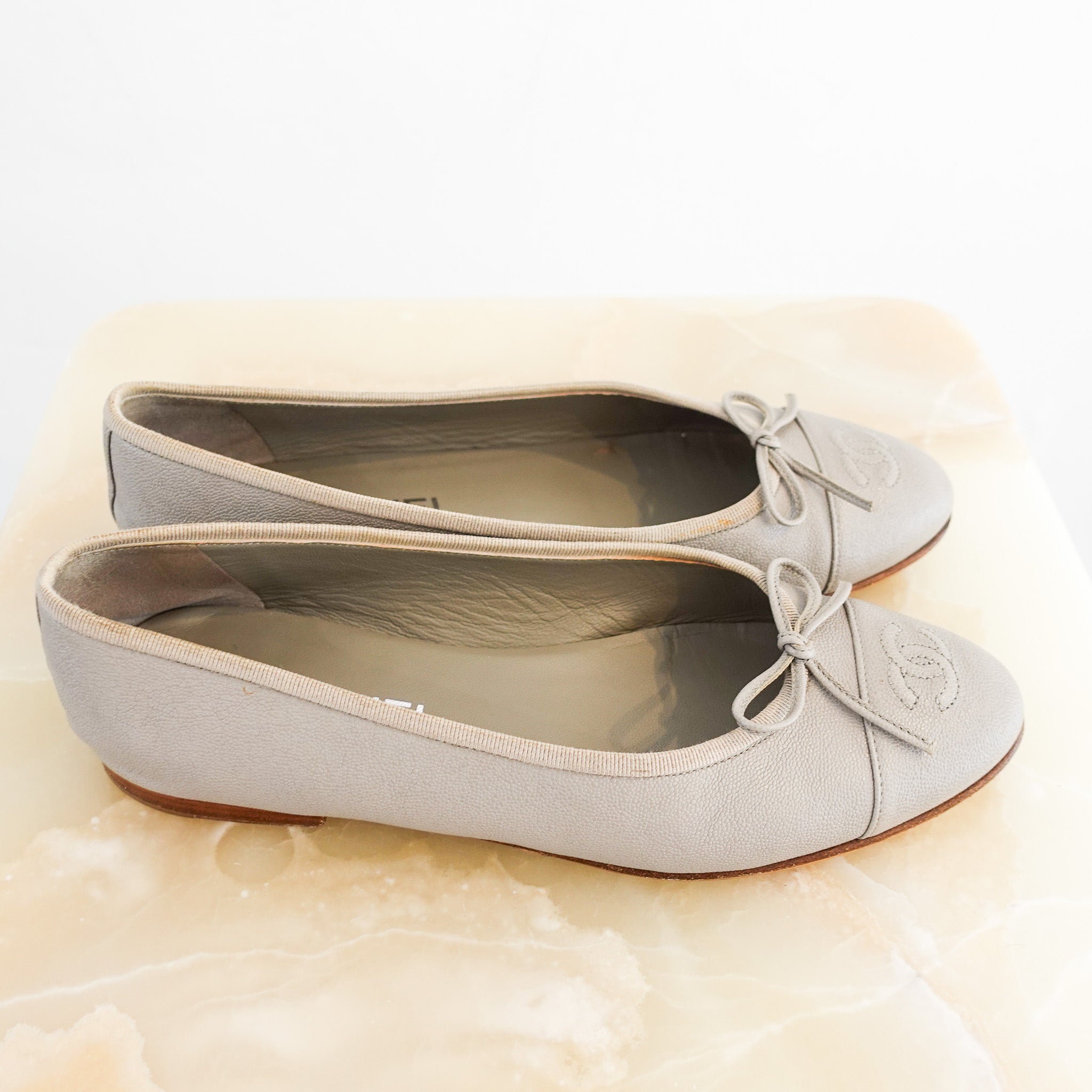 Chanel Grey CC Ballet Flats RRP £1000 | Authentic Preloved - Reloved Again