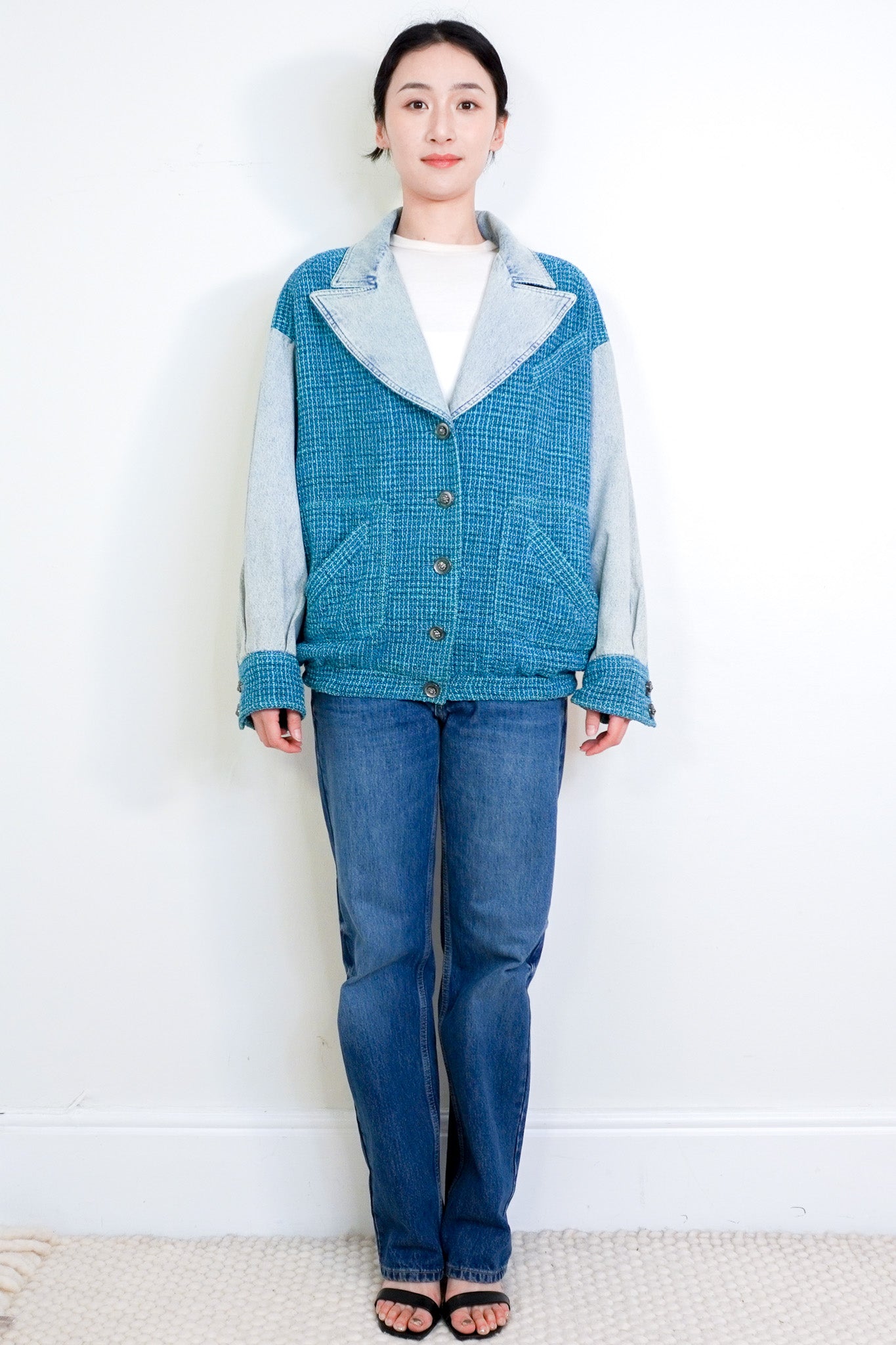 Chanel Peacock Blue Silhouette Woven Denim Jacket RRP £ 4420 | Authentic Preloved - Reloved Again