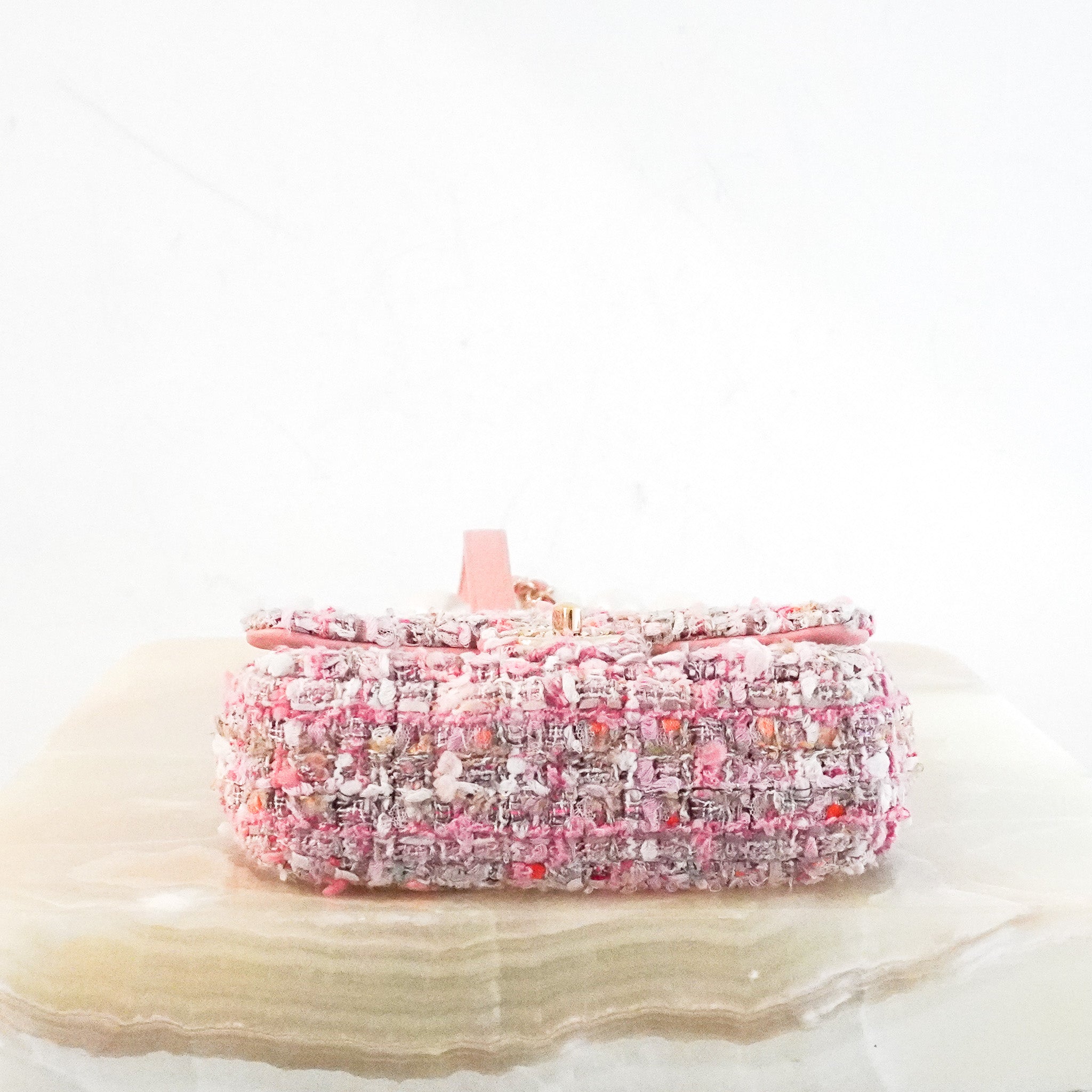Chanel Pink Tweed Pearl Handle Mini Flap Bag RRP £4420 | Authentic Preloved - Reloved Again
