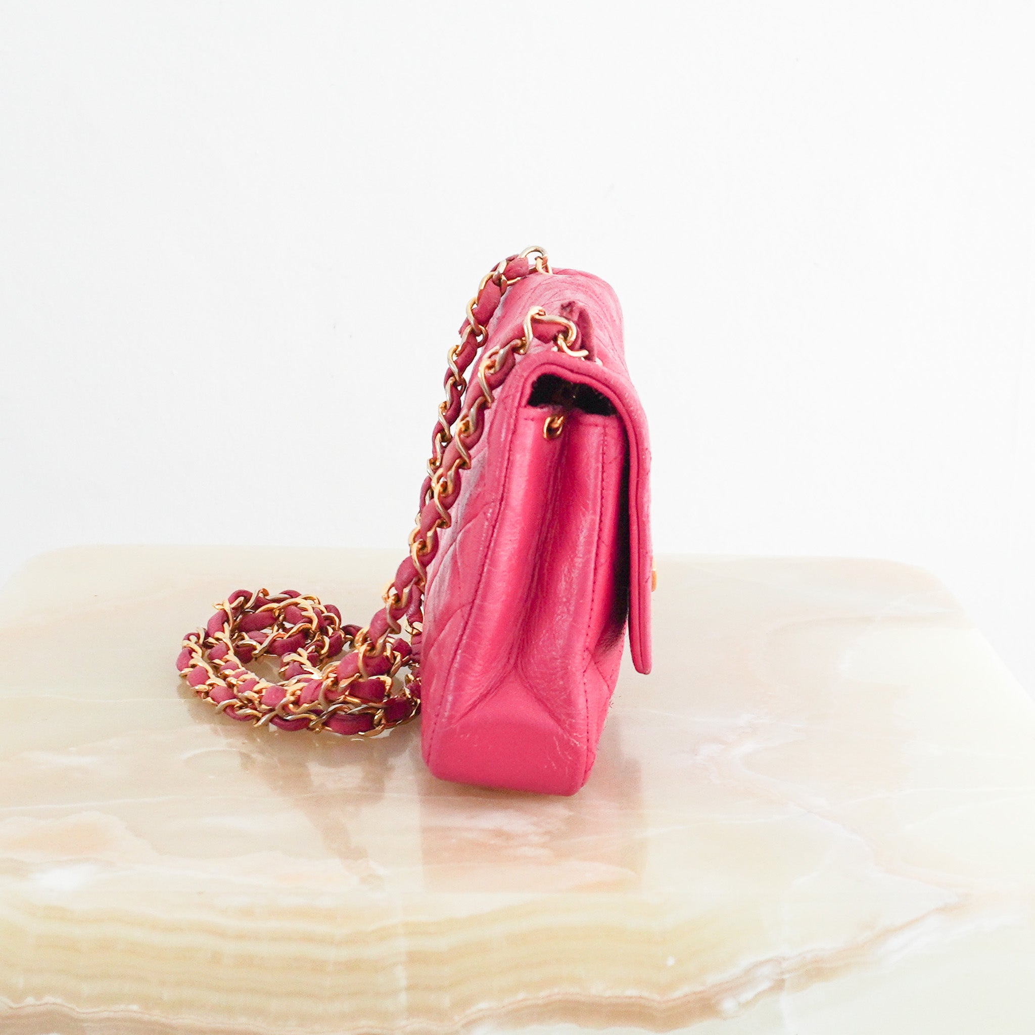 Chanel Vintage 1980s Pink Quilted Lambskin Mini Flap Bag (RRP £6500) | Authentic Preloved - Reloved Again