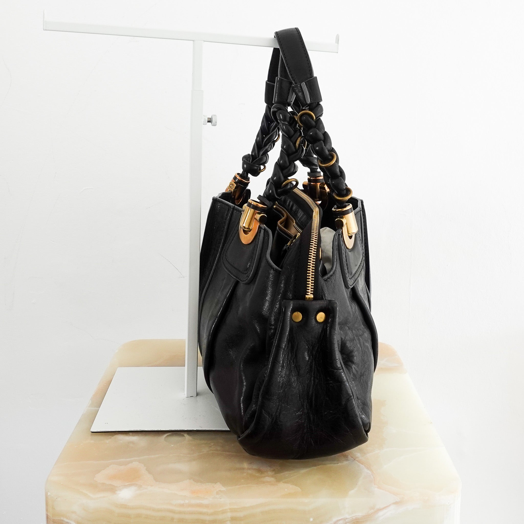 chloe-vintage-heloise-bag-in-black-side-picture-chelsea-london