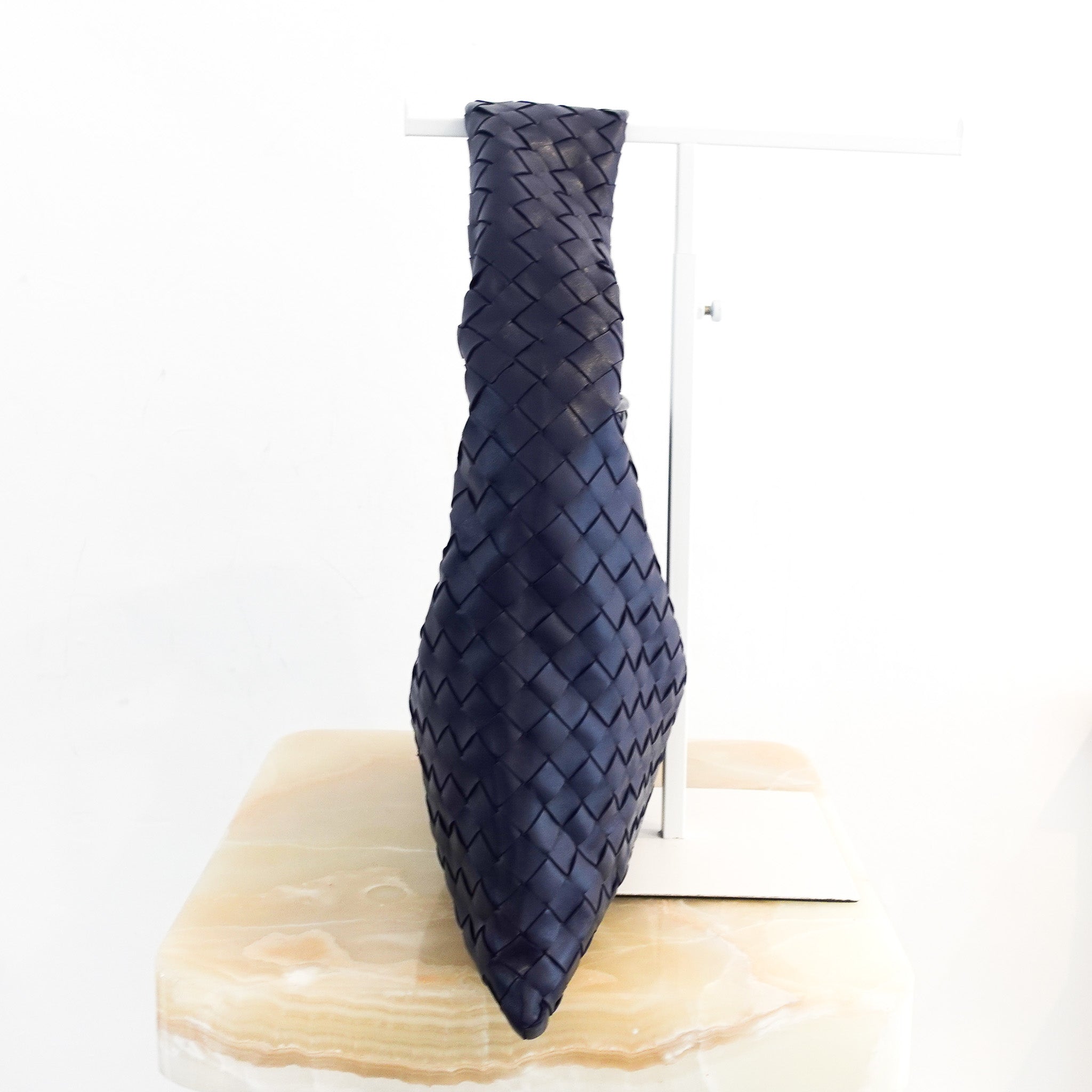 current-season-bottega-veneta-hop-small-shoulder-bag-in-navy-side-picture-chelsea-london