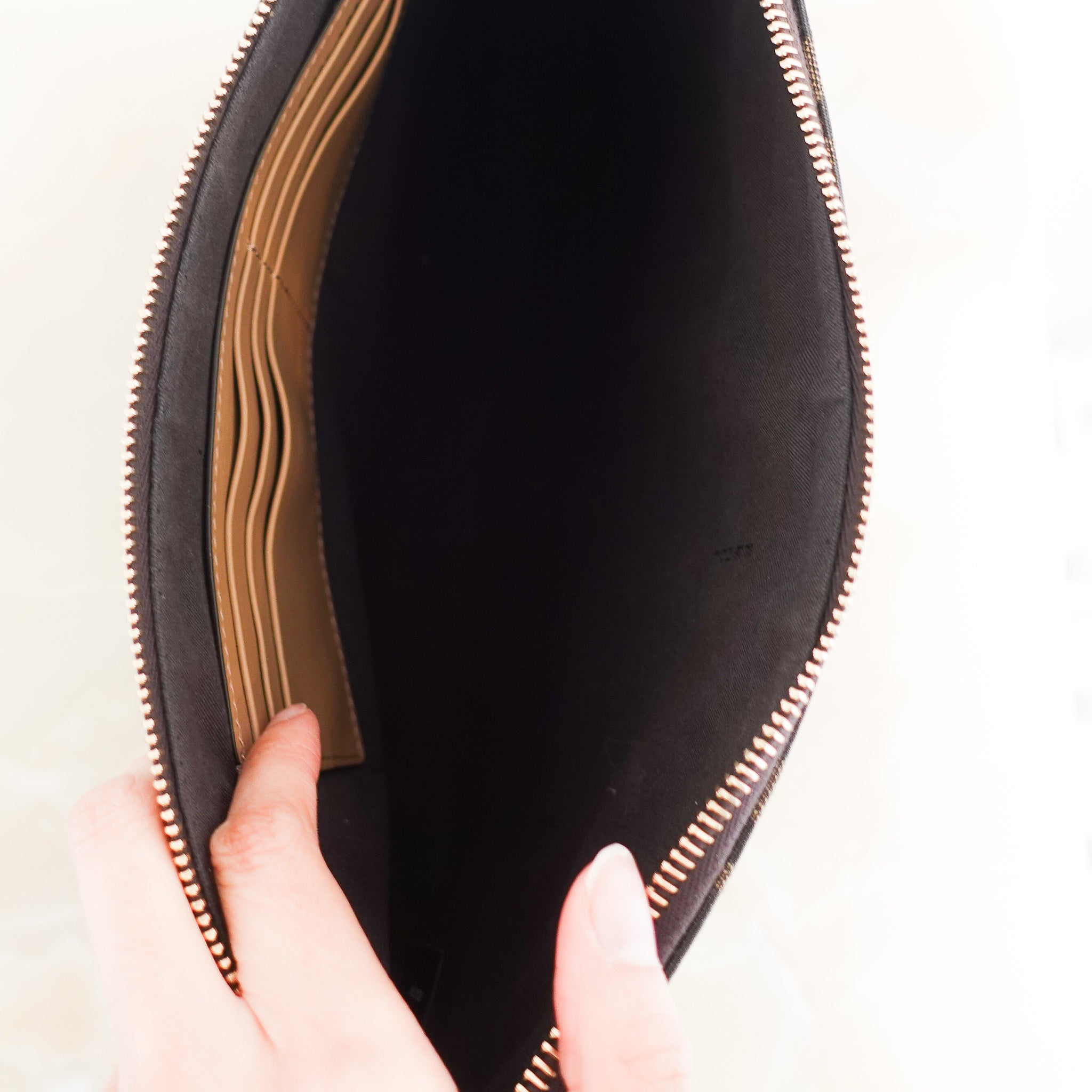 current-season-fendi-brown-ff-jacquard-fabric-pouch-interior-picture-chelsea-london