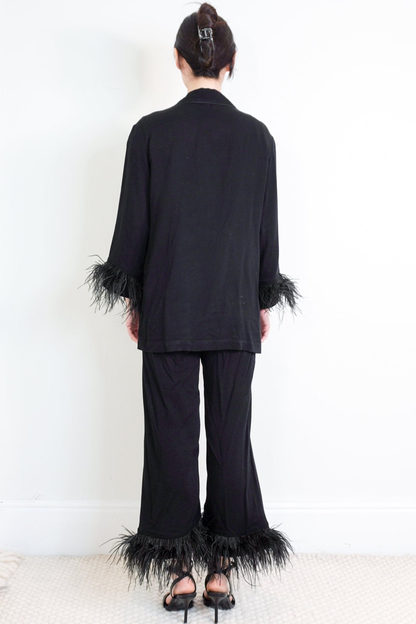 Daily Sleeper Black Evening Wear Set with Feathers RRP £300 | Authentic Preloved - Reloved Again
