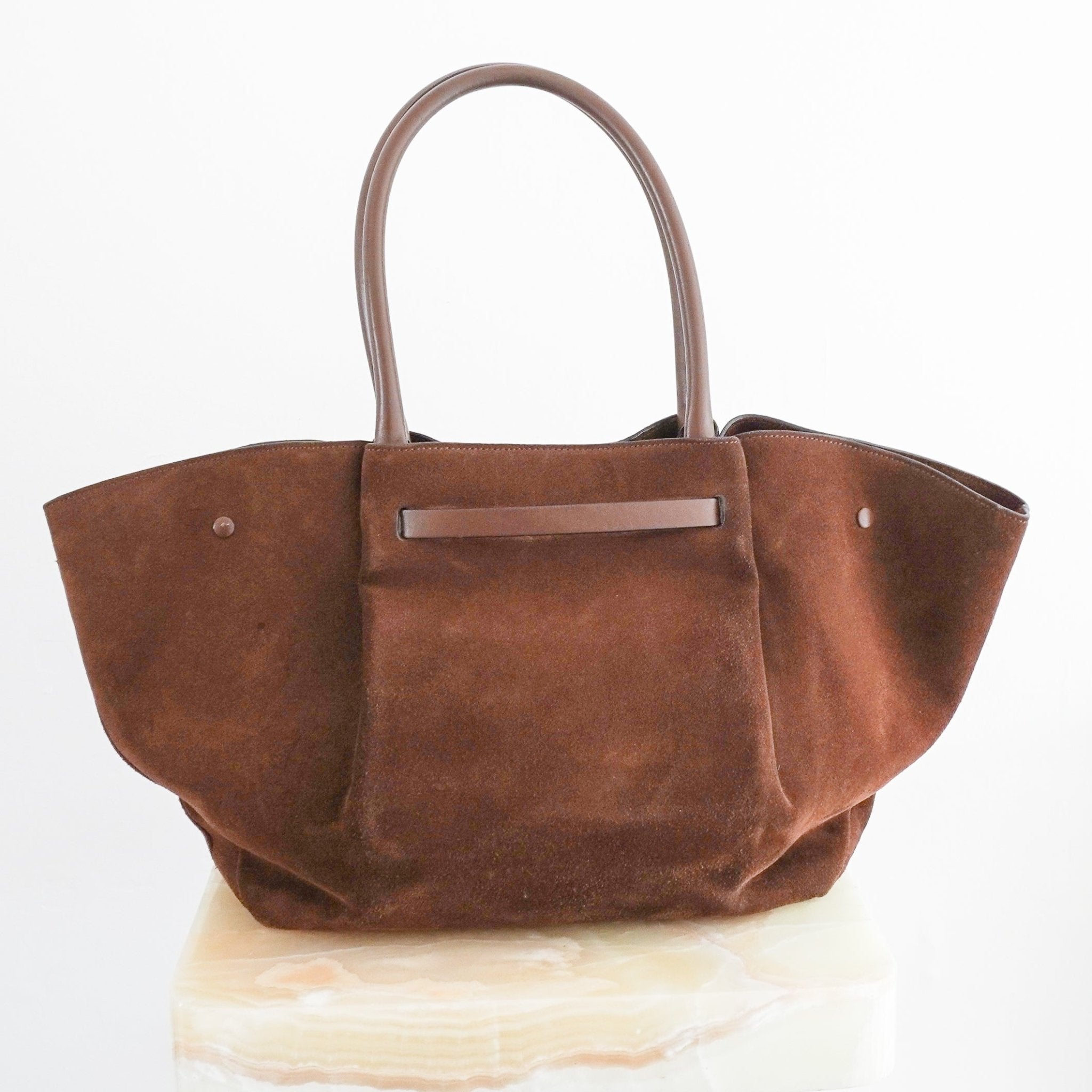 CURRENT SEASON Demellier The New York Bag in Brown Suede (RRP £550) | Authentic Preloved - Reloved Again