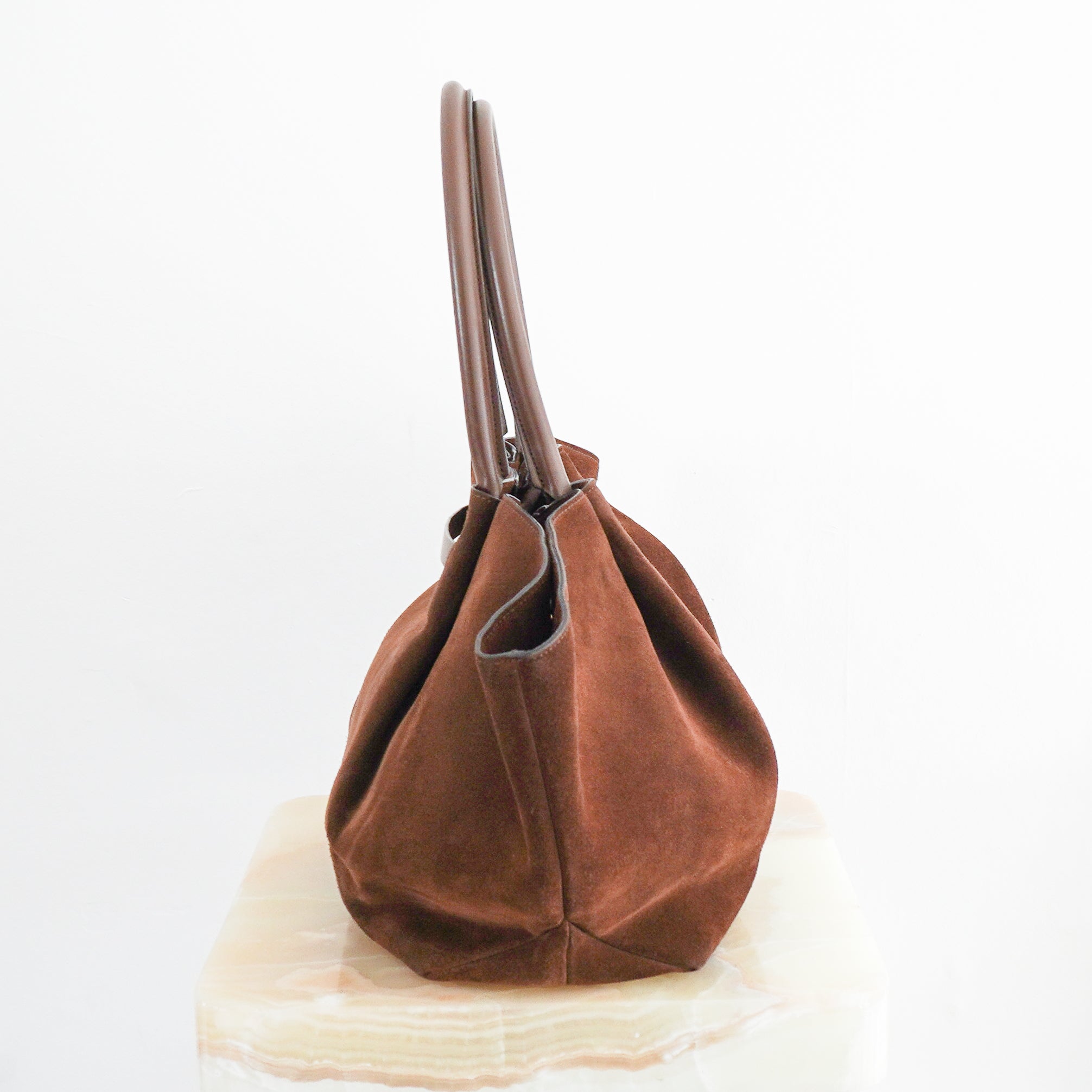 CURRENT SEASON Demellier The New York Bag in Brown Suede (RRP £550) | Authentic Preloved - Reloved Again