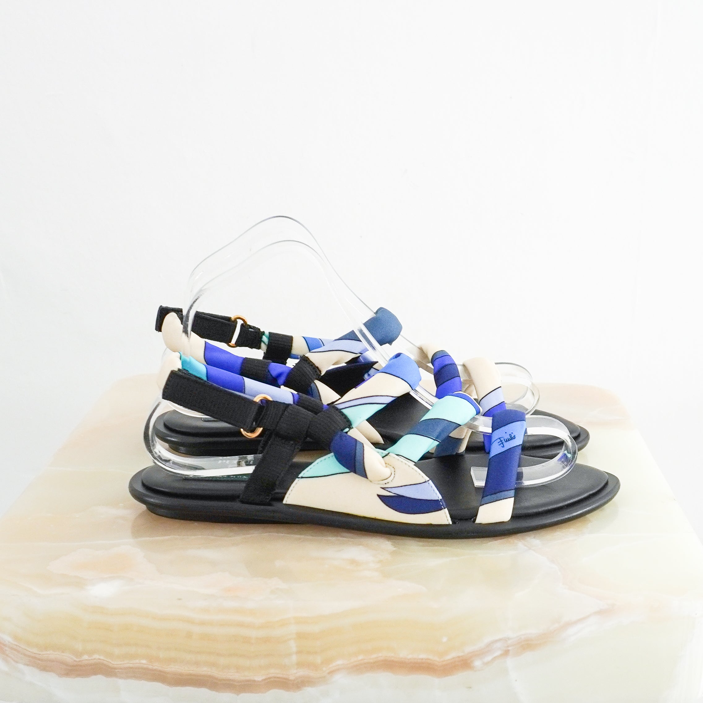 Side image of the Emilio Pucci Sandals showing the Velcro fastening.