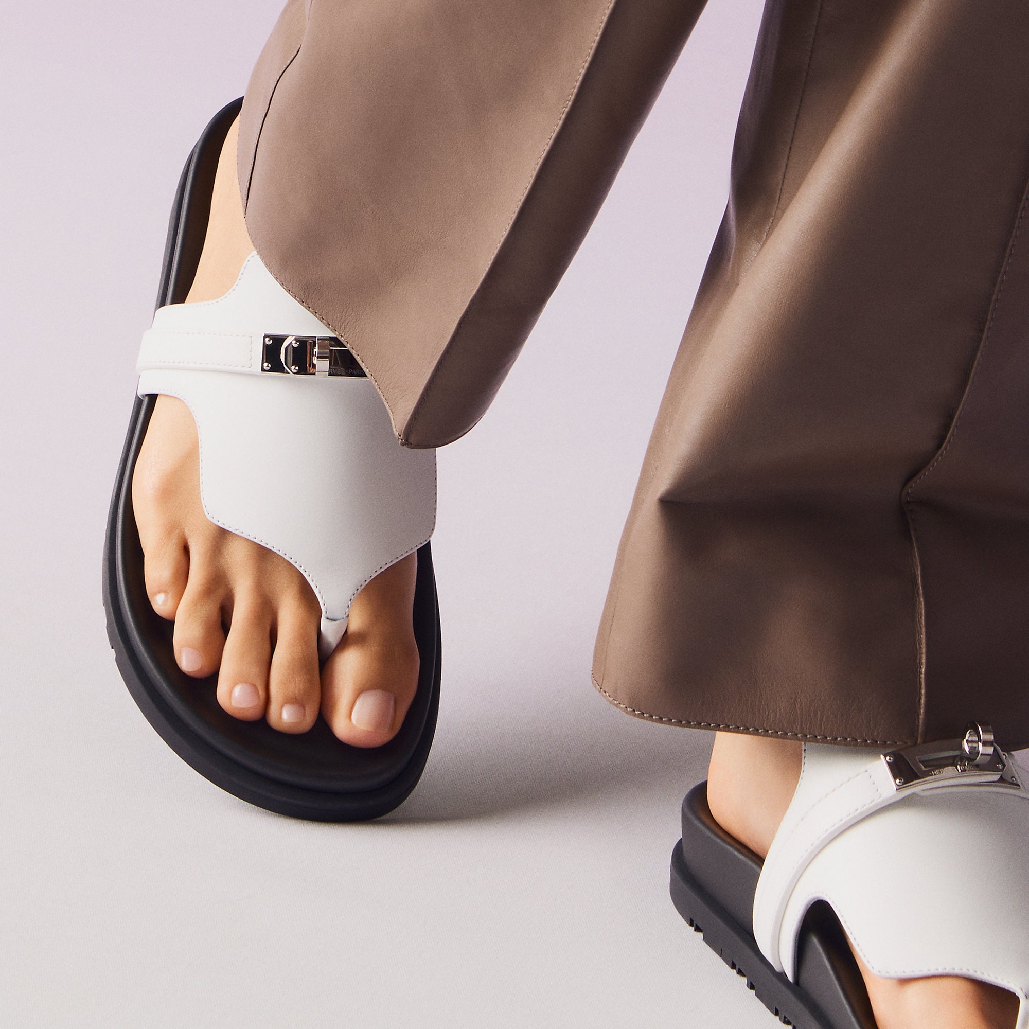 NEW Hermès White Leather Empire Sandals (RRP £1010) | Authentic Preloved - Reloved Again