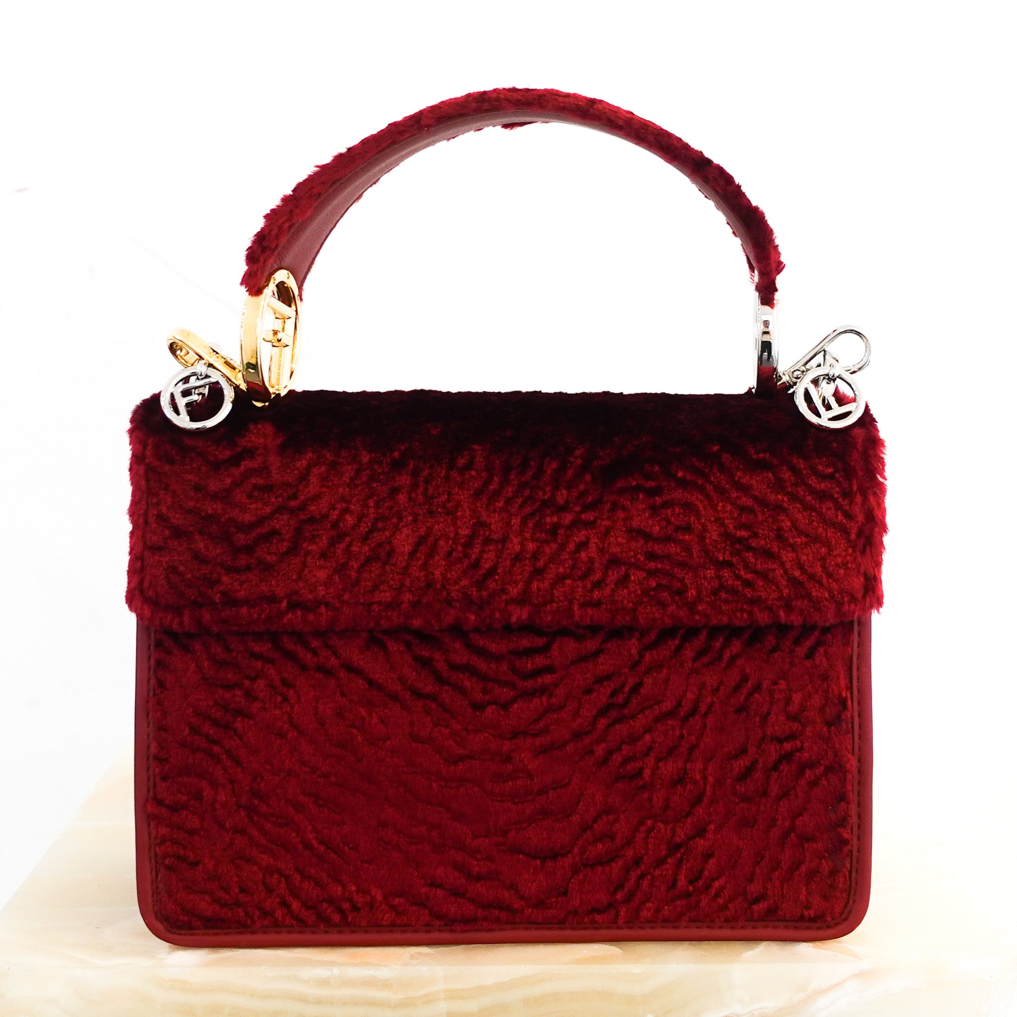 Fendi Kan I F Shoulder Red Velour Bag RRP £1890 | Authentic Preloved - Reloved Again