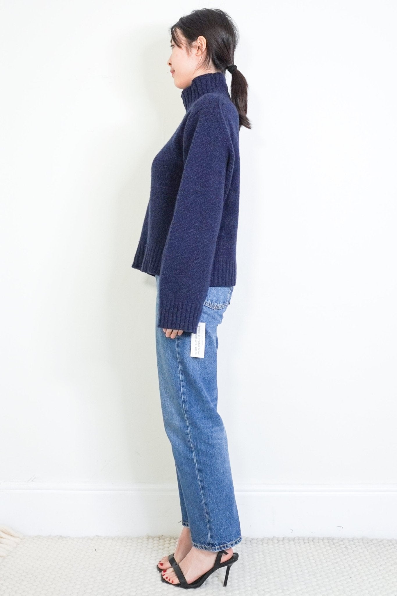 Forbes Funnel Neck Navy Wool Jumper RRP £210 | Authentic Preloved - Reloved Again