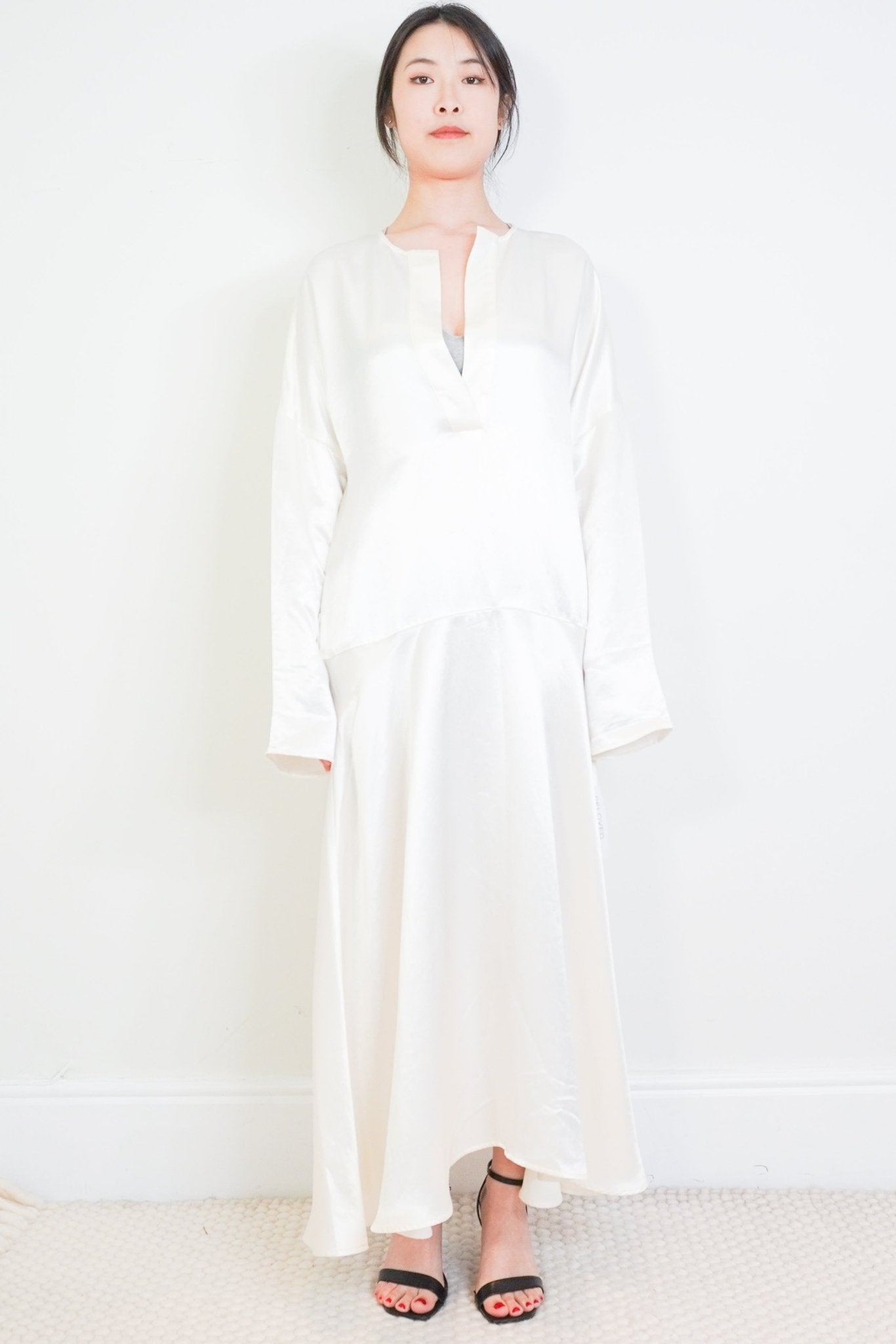 Georgia Alice Belted Cream Satin Kaftan RRP £395 | Authentic Preloved - OUTLET NO RETURNS - Reloved Again